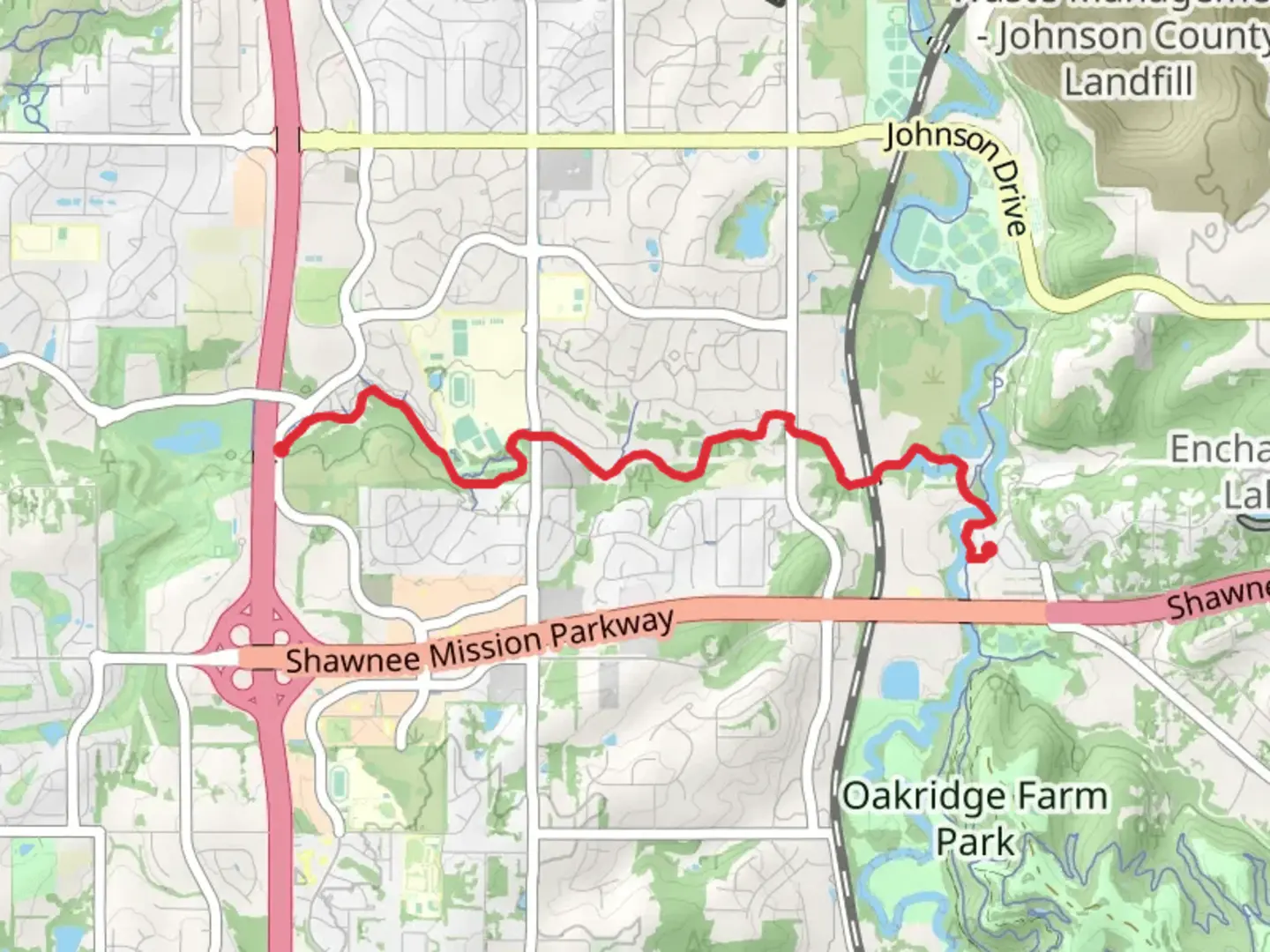 An image depicting the trail Clear Creek Recreational Trail from Severson Street and its surrounding area.