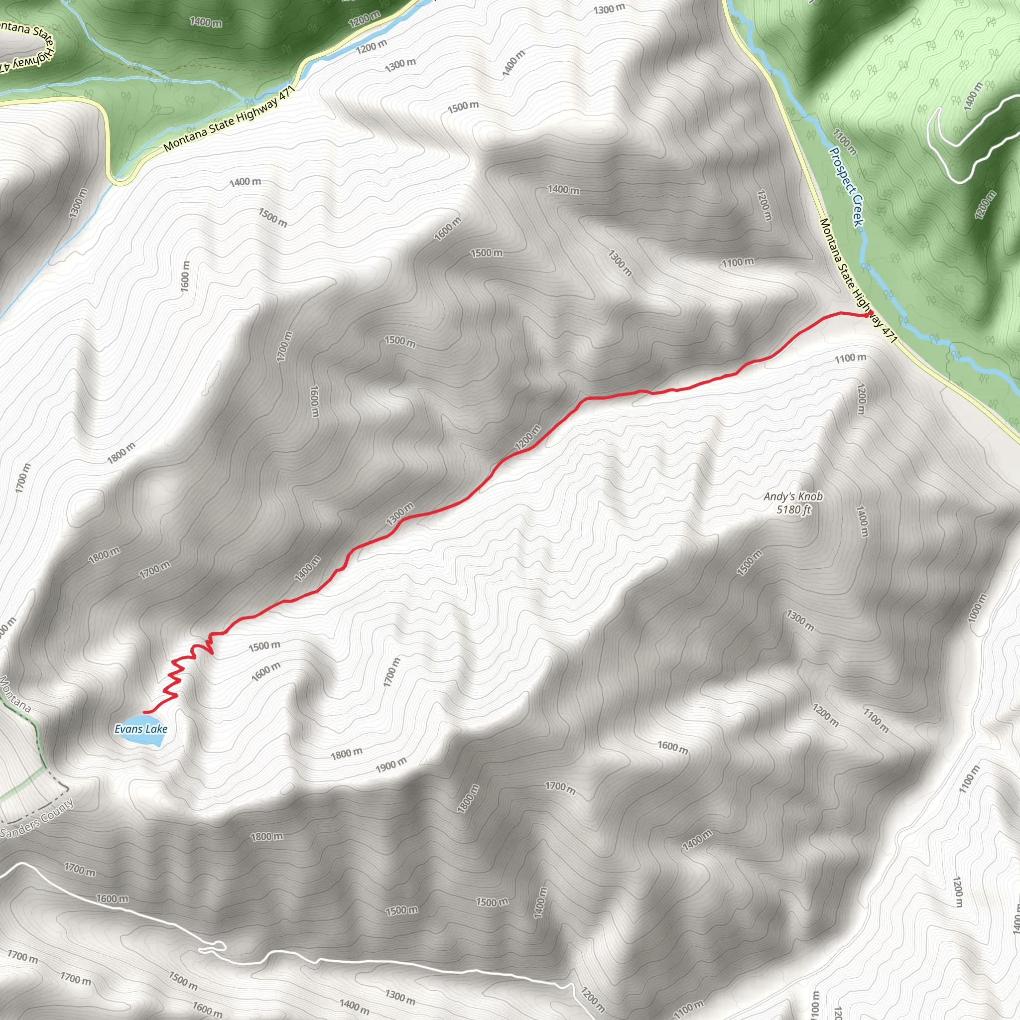 Evans Gulch Trail mobile static map