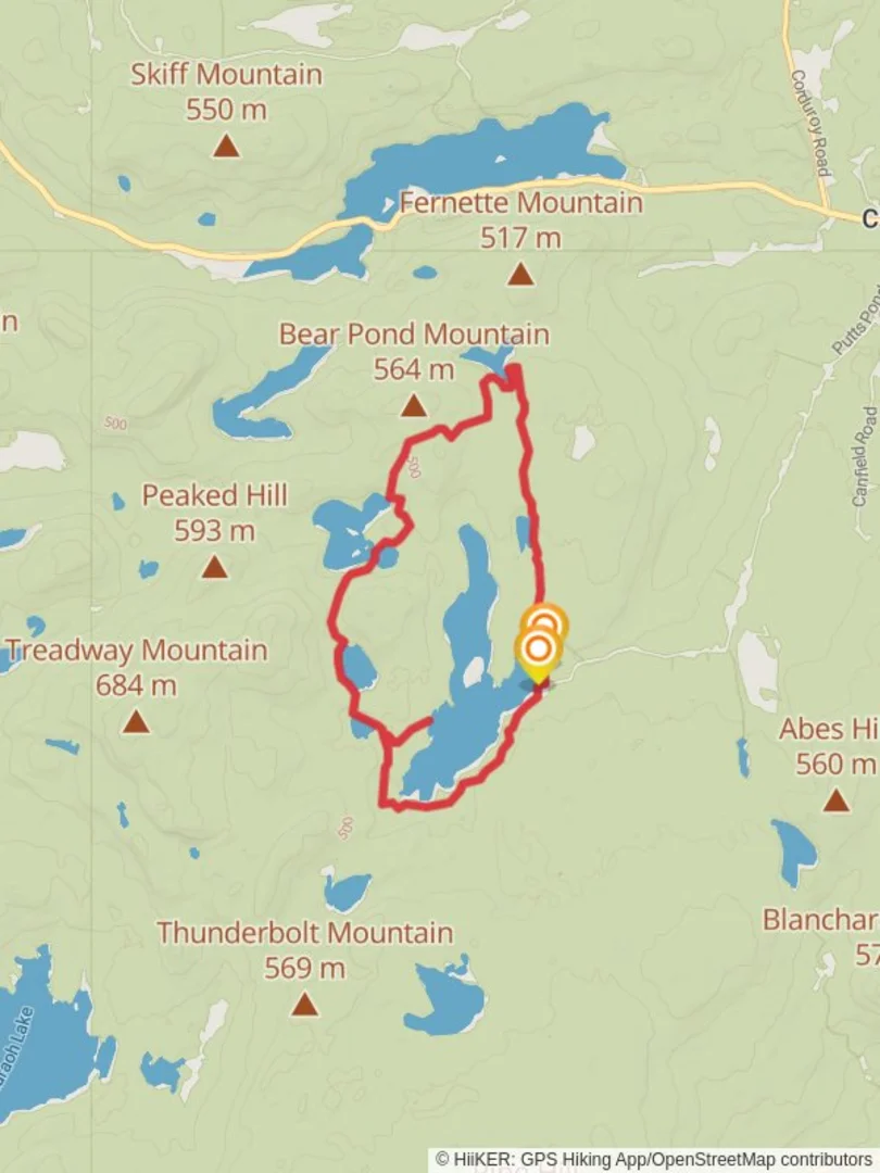An image depicting the trail Putnam Pond, North Pond and Clear Pond Loop via Grizzle Ocean Trail and its surrounding area.
