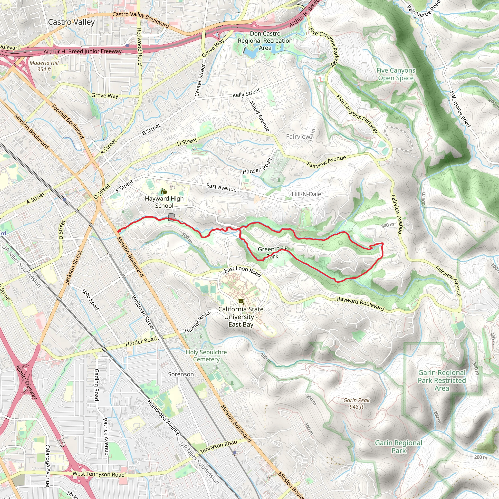 East Avenue Trail and Ward Creek Road Trail Loop mobile static map