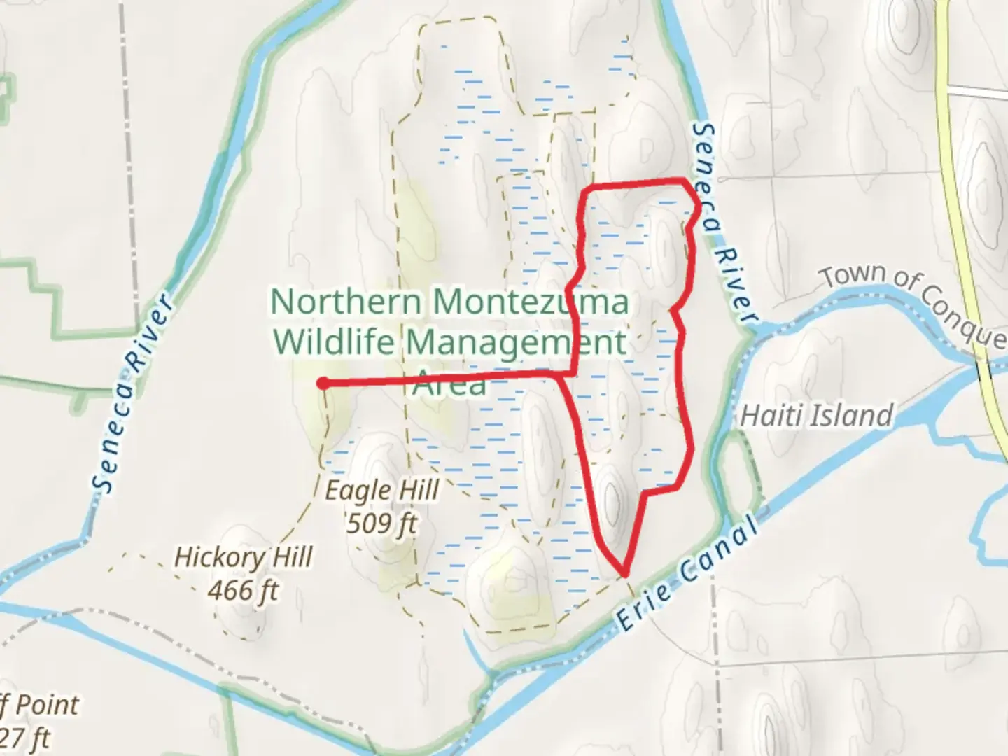 An image depicting the trail Howland to Seneca River Loop Trail and its surrounding area.