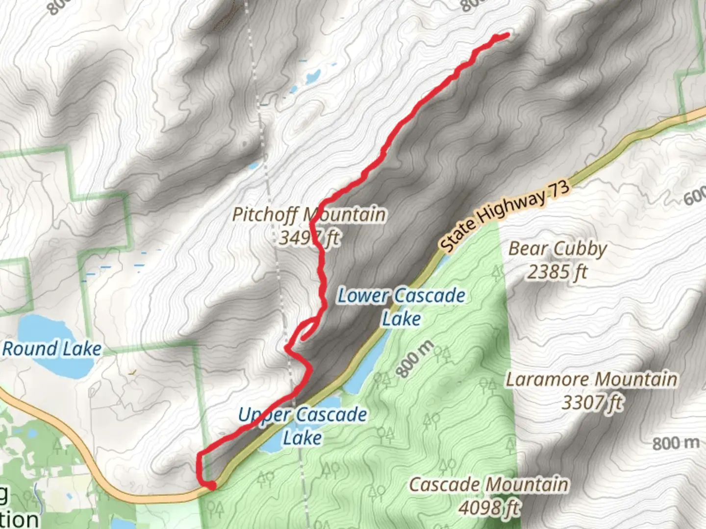 An image depicting the trail Pitchoff Mountain Trail and its surrounding area.