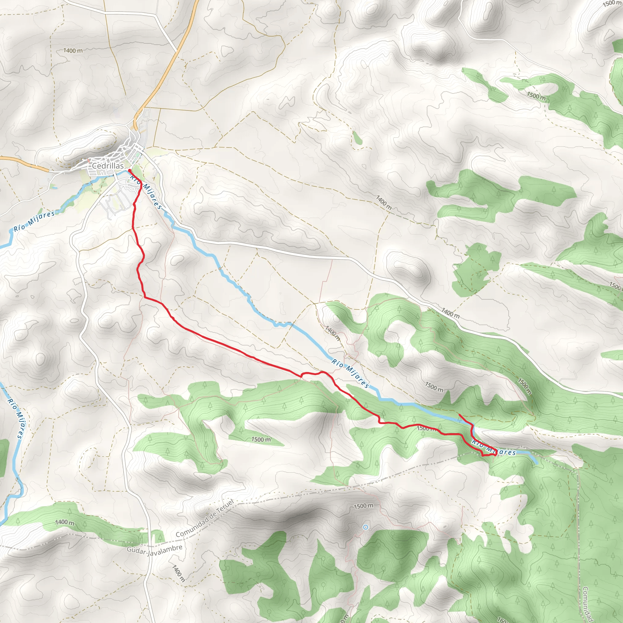 Path of the Source of the River Mijares SL TE 10 mobile static map