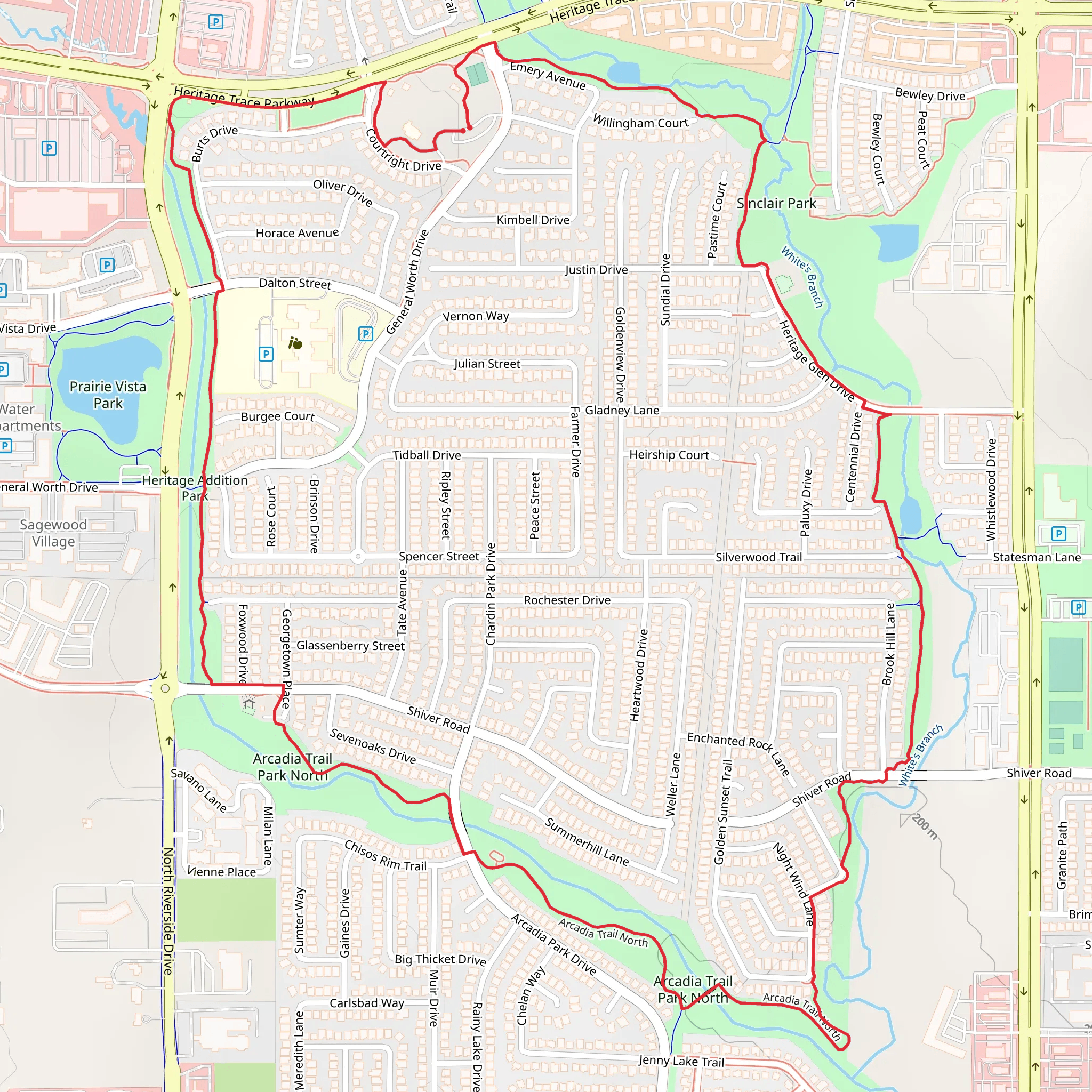 Sinclair Park and Arcadia Trail North Loop mobile static map