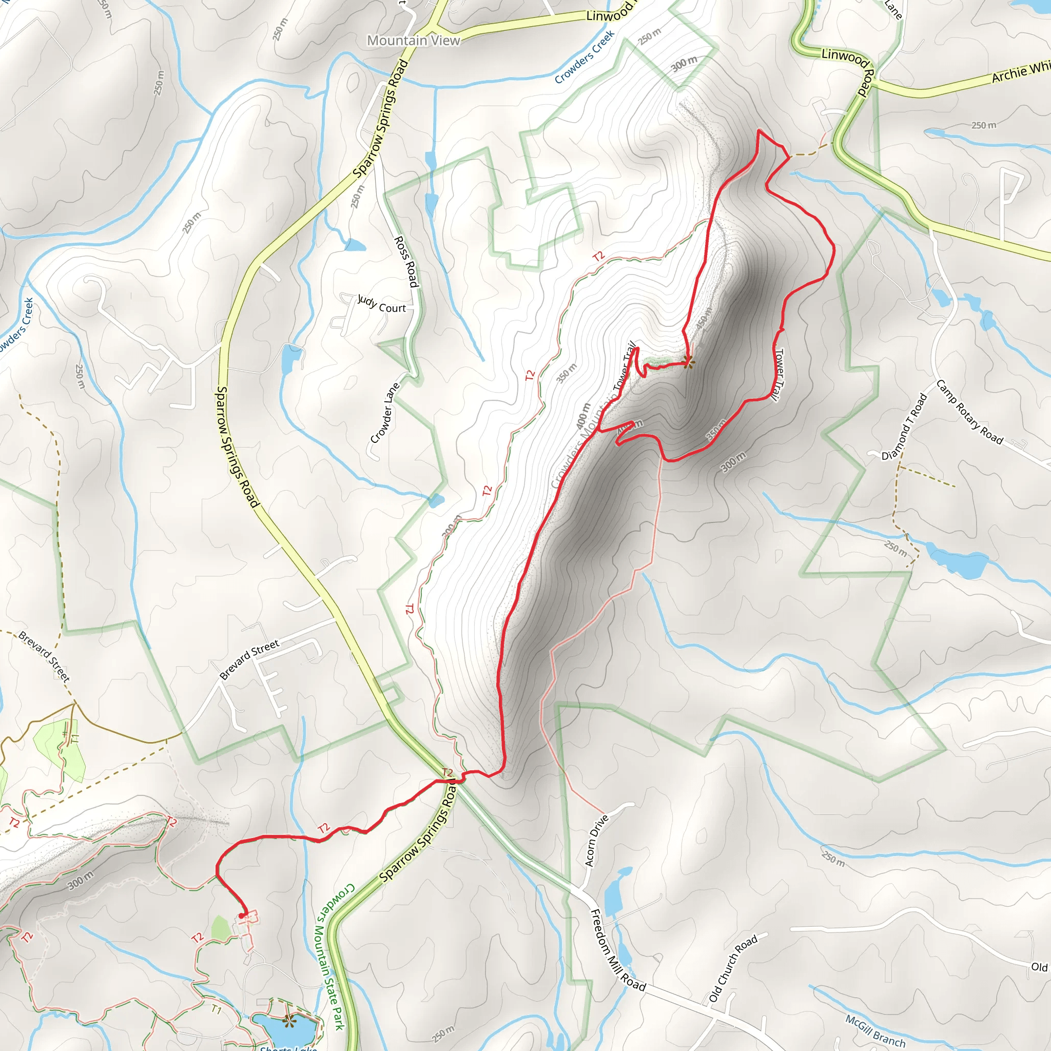 Crowders Mountain Loop Trail mobile static map