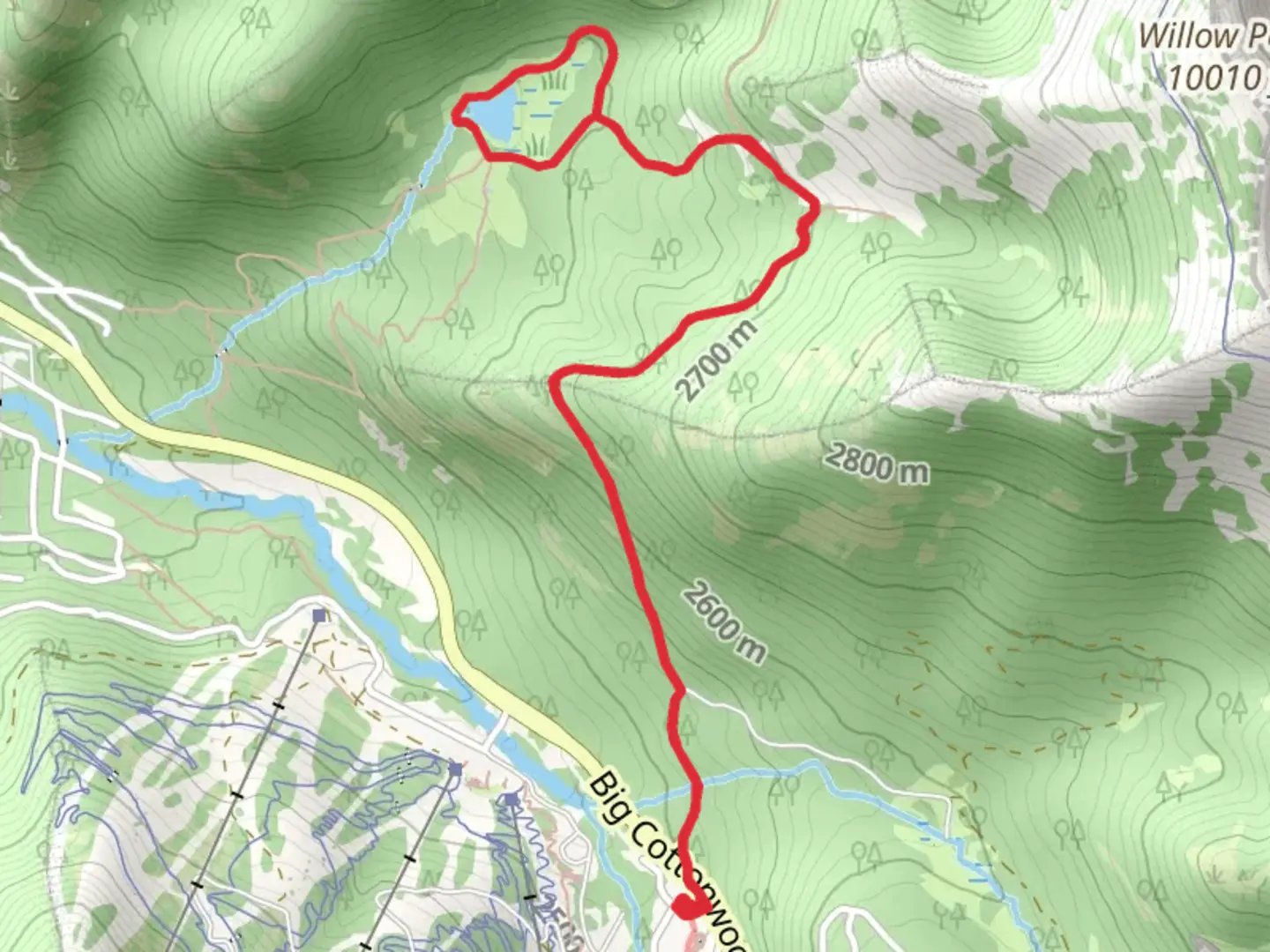 An image depicting the trail Willow Heights and Willow Lake loop Trail and its surrounding area.