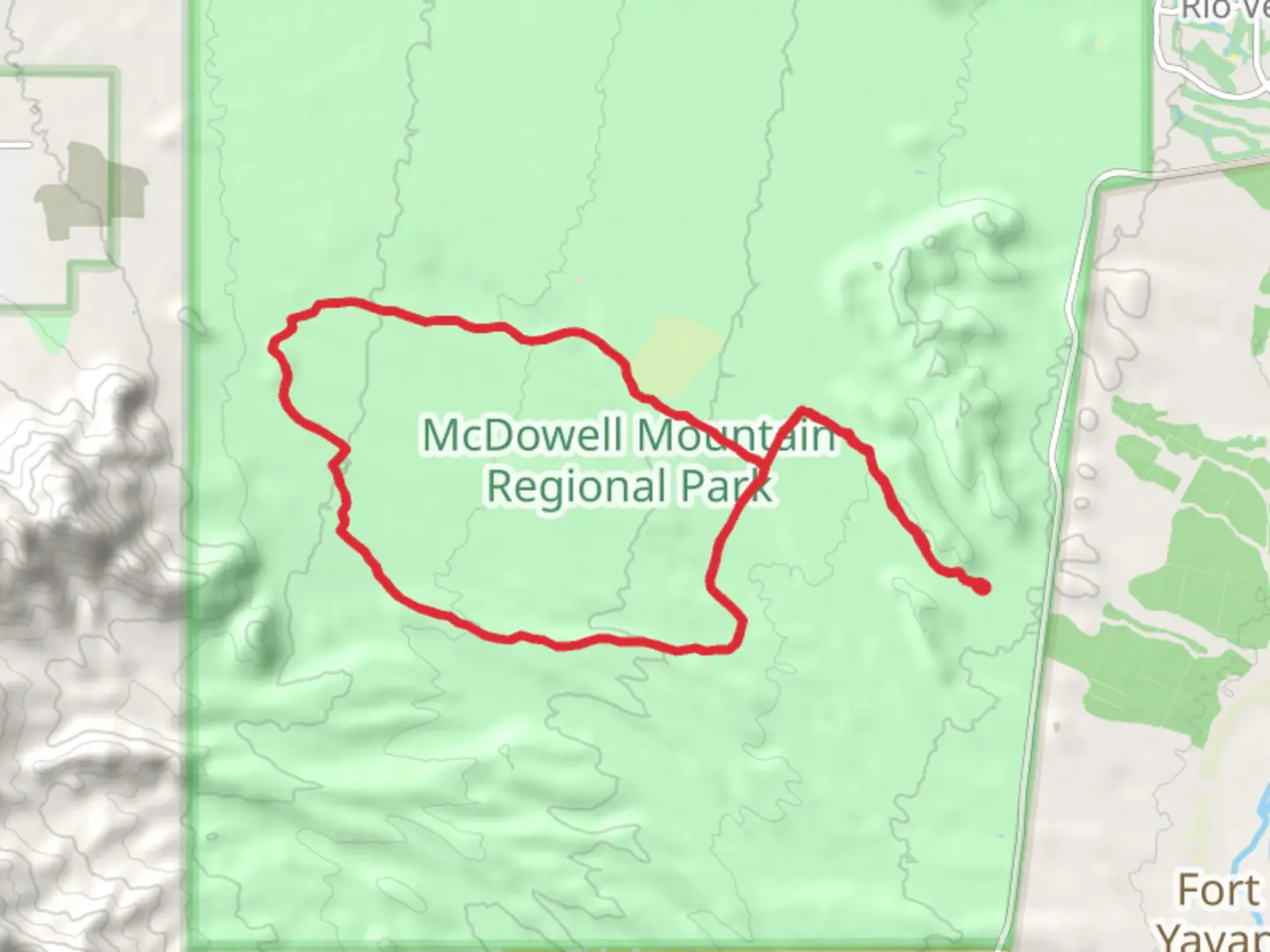 An image depicting the trail Stoneman Wash, Bluff and Pemberton Loop Trail and its surrounding area.