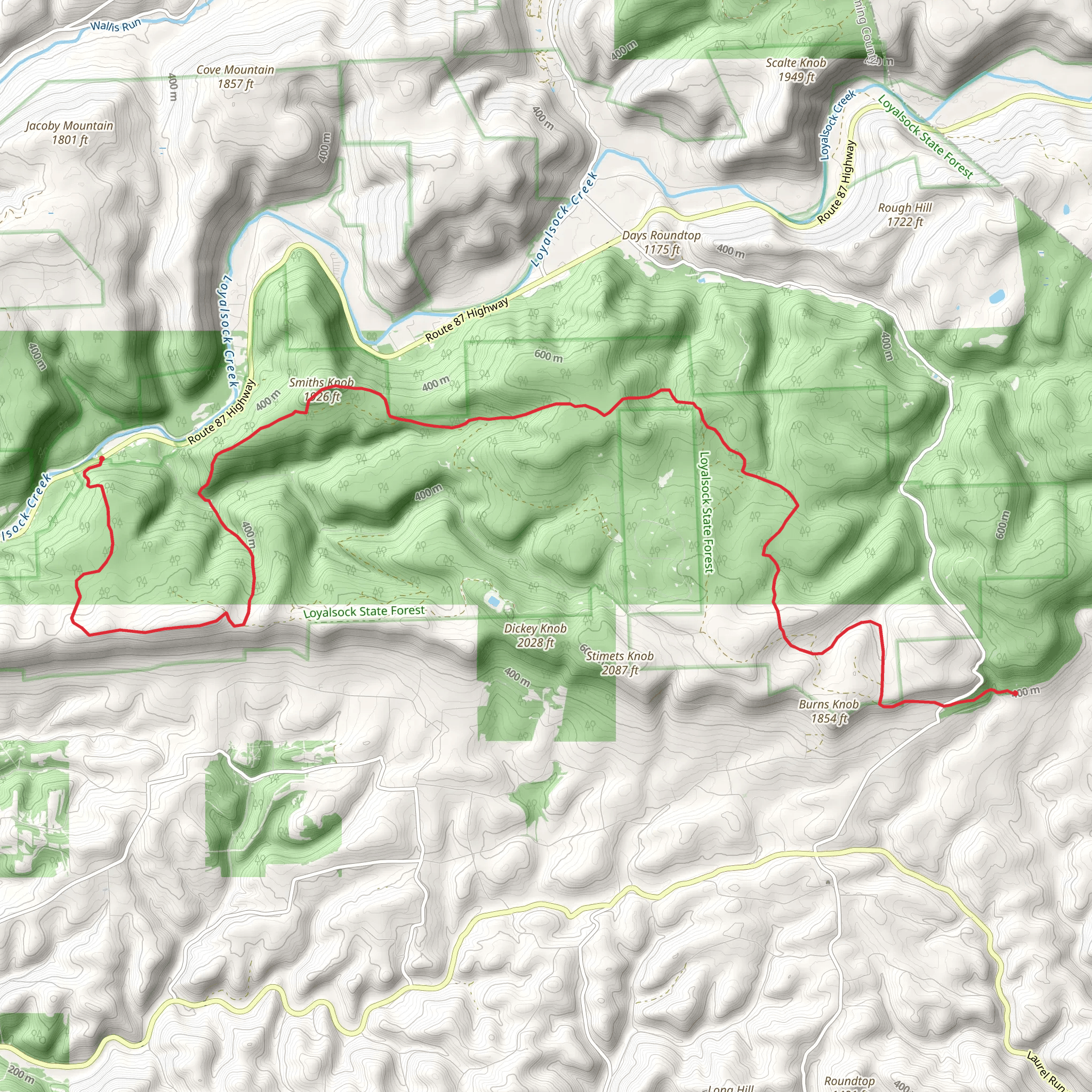Loyalsock Trail mobile static map