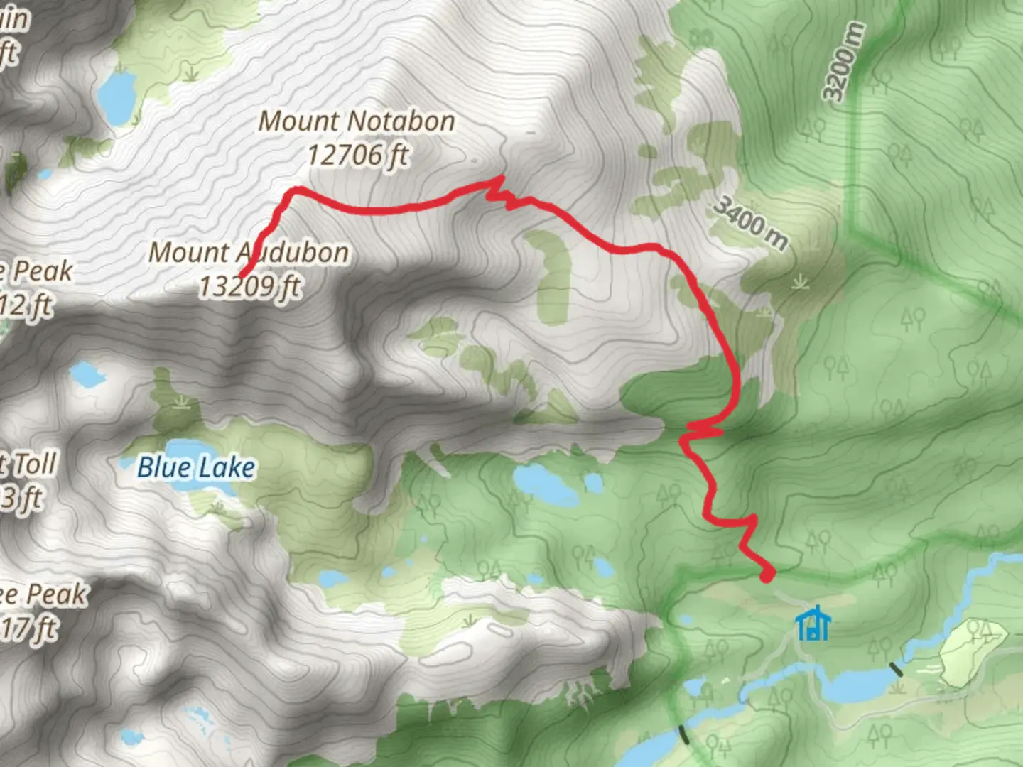 An image depicting the trail Mount Notabon and Audubon via Beaver Creek Trail and its surrounding area.