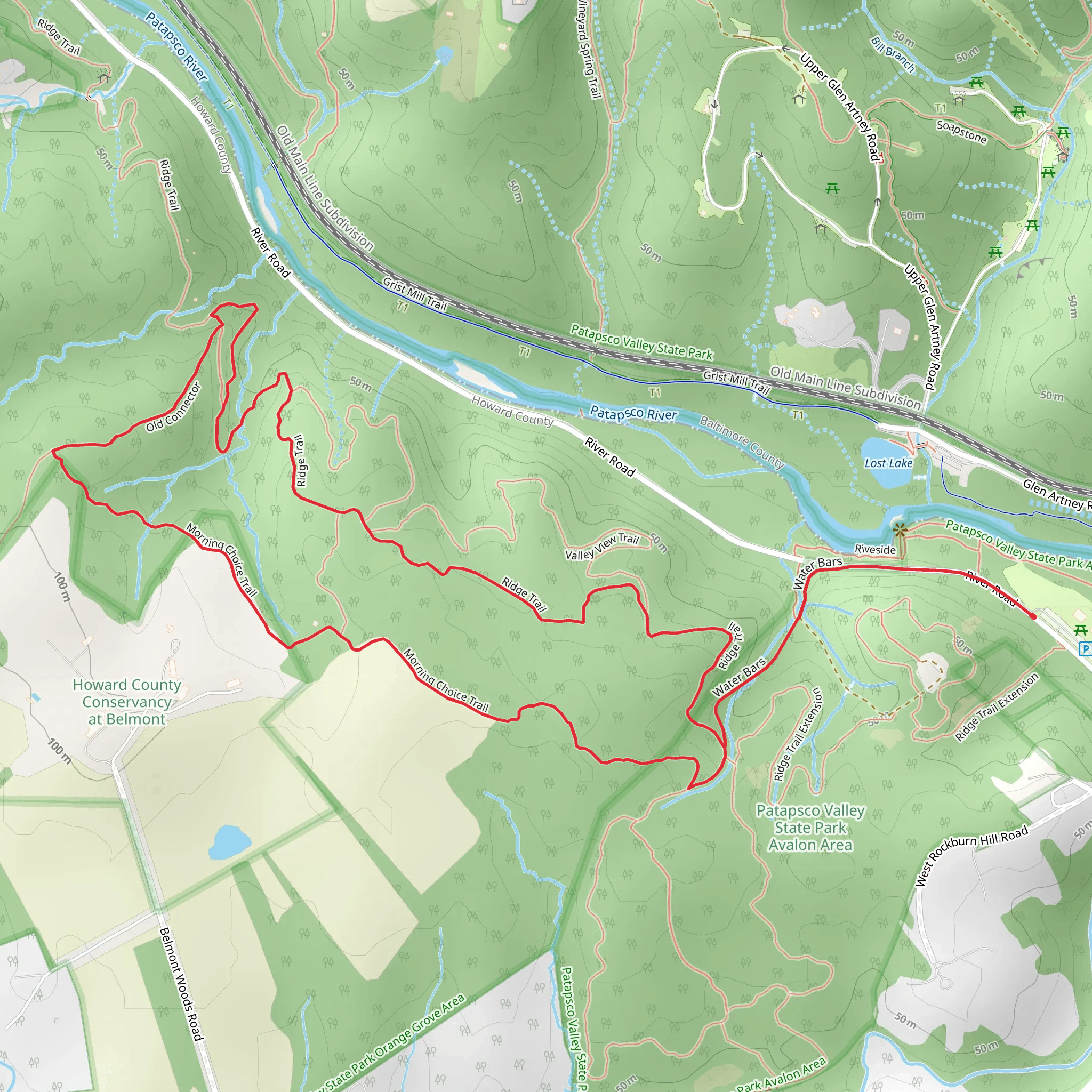 Ridge Trail and Morning Choice Trail Loop mobile static map