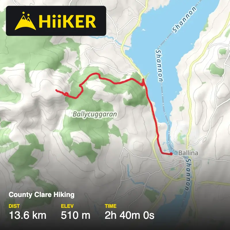 A map preview of the recording County Clare Hiking.