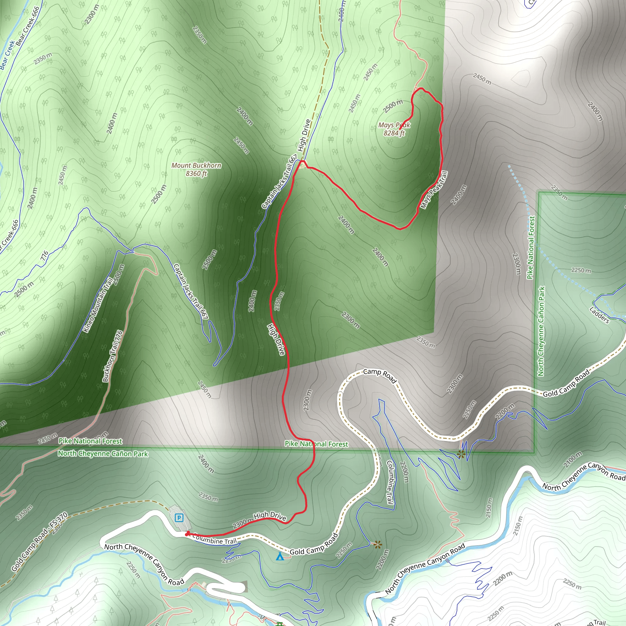 Mays Peak mobile static map