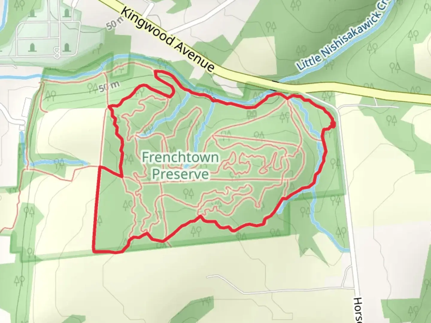 An image depicting the trail Yellow and Orange Long Loop Trail and its surrounding area.