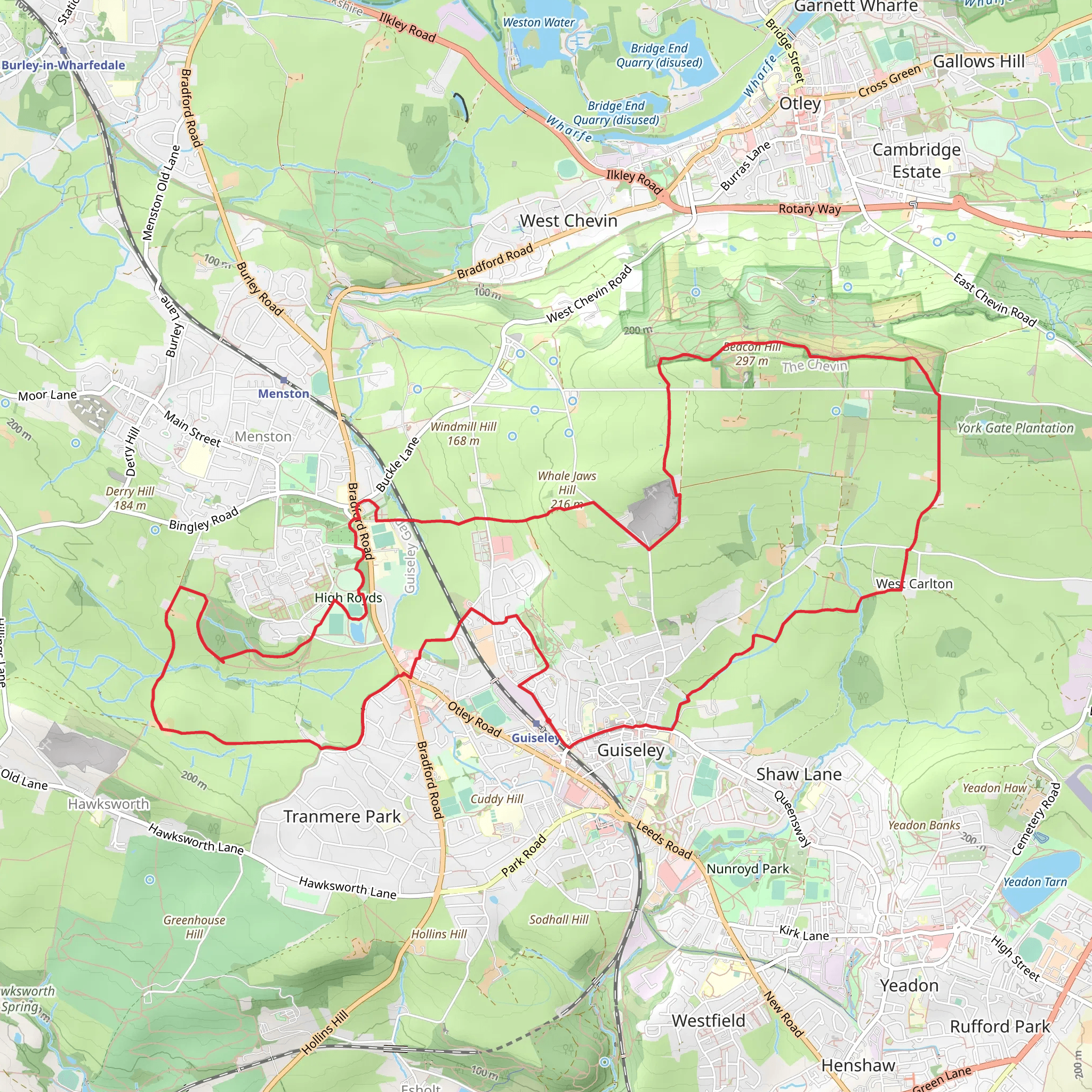 Guiseley and West Carlton Loop mobile static map