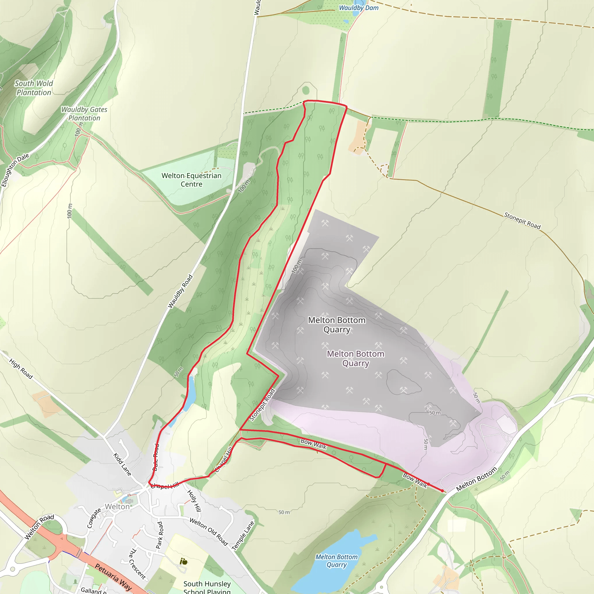 Melton Bottom Quarry Loop mobile static map