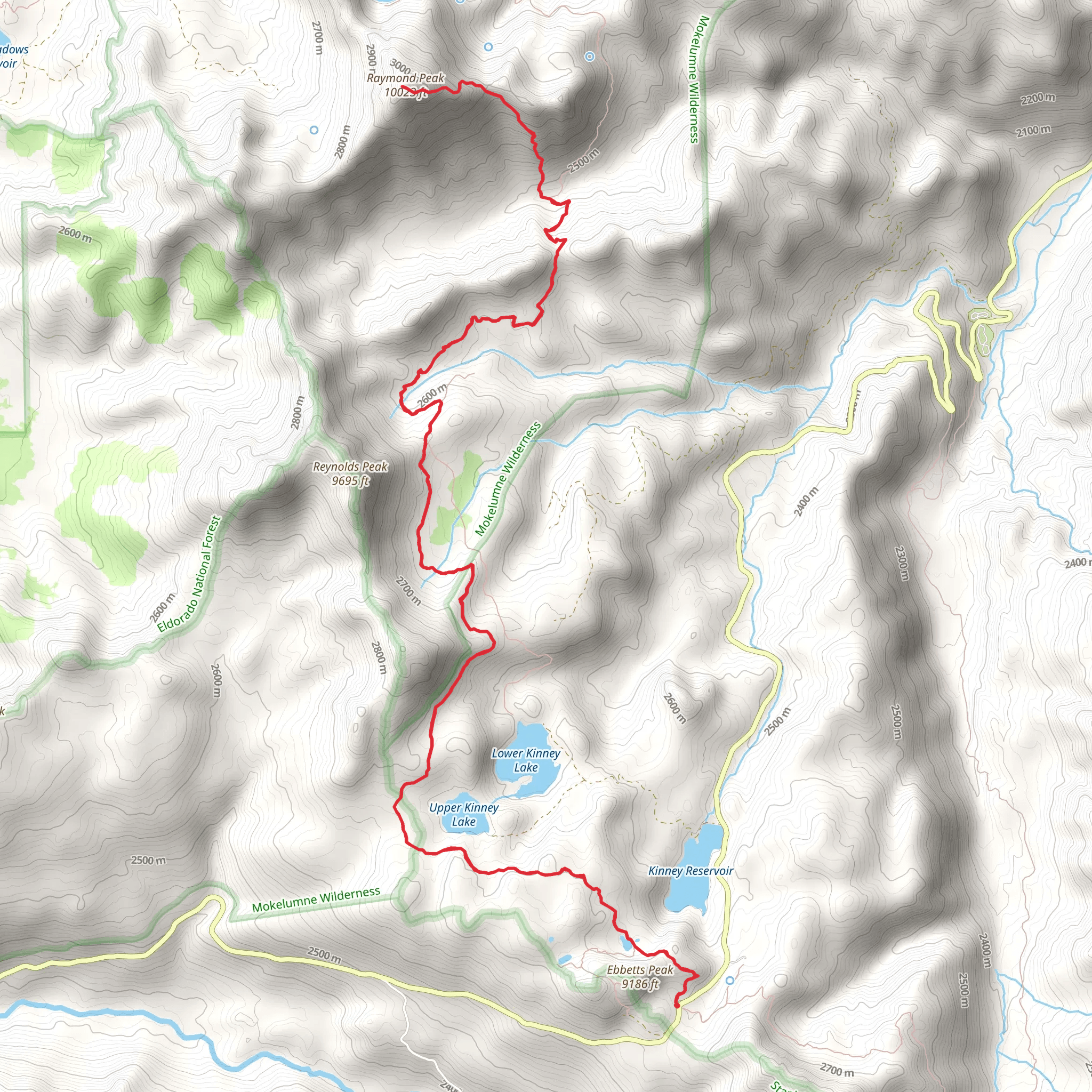 Raymond Peak via PCT mobile static map