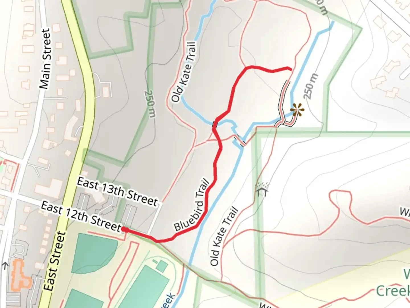 An image depicting the trail Bluebird Trail and its surrounding area.