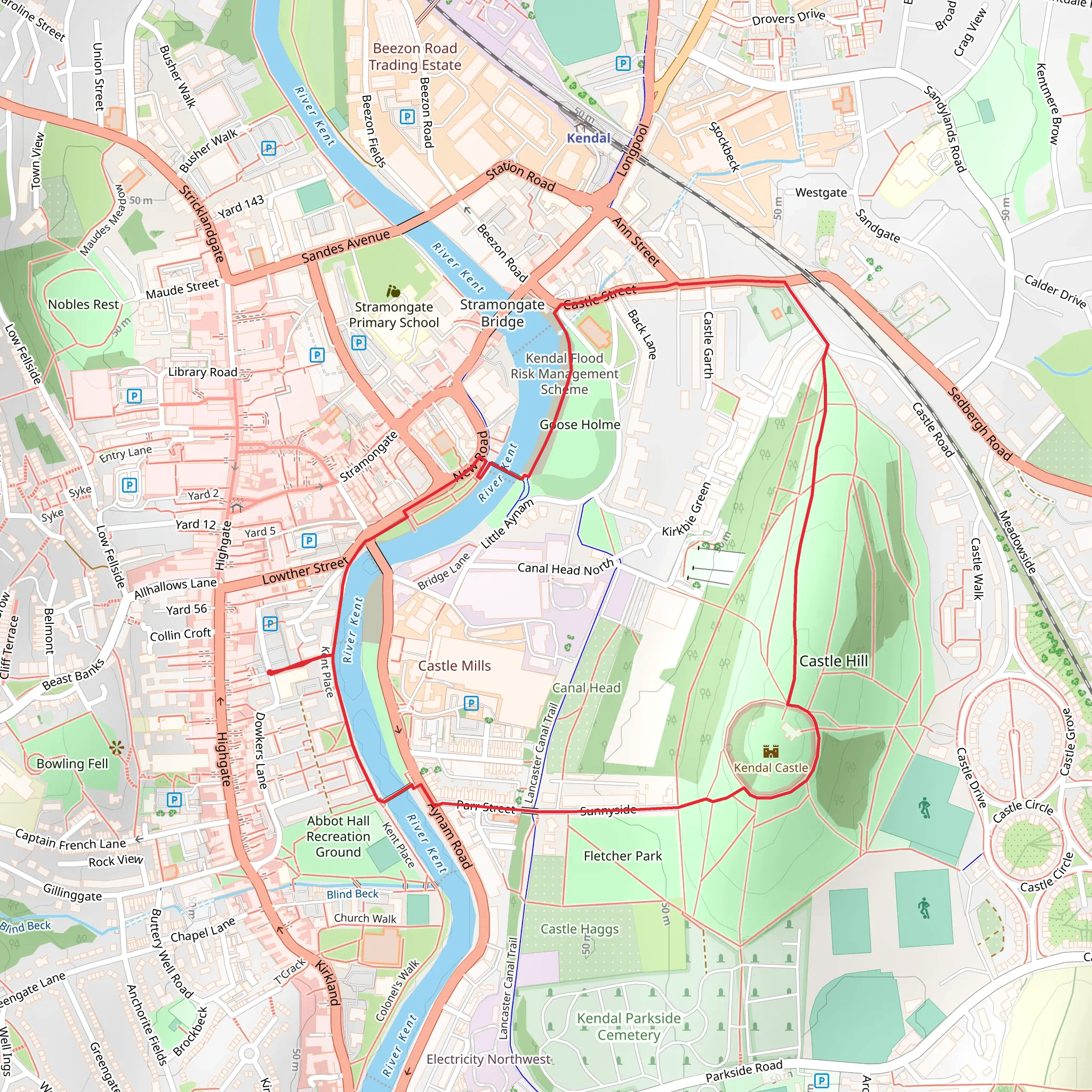 Kendal Castle and River Walk Loop mobile static map