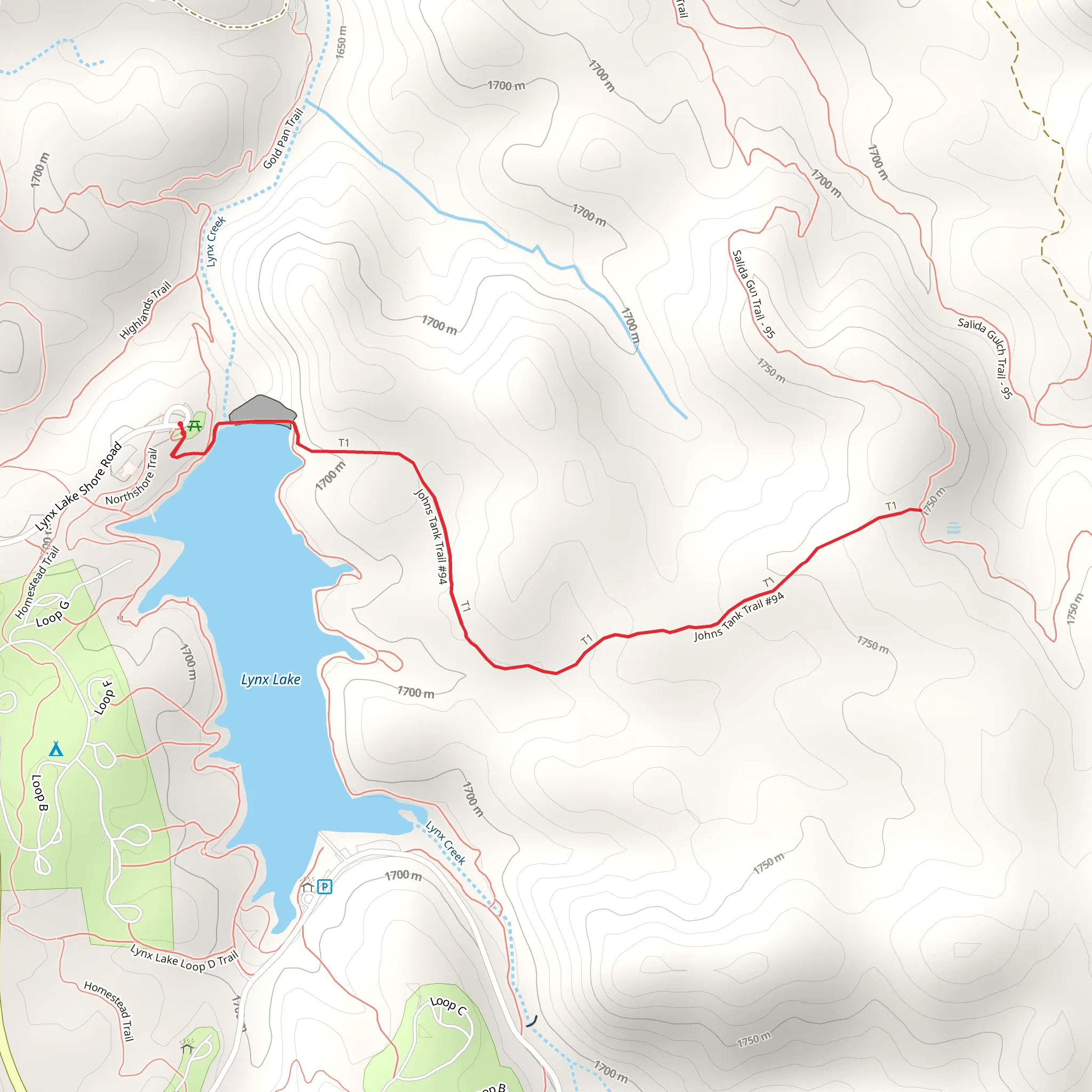 Johns Tank Trail mobile static map