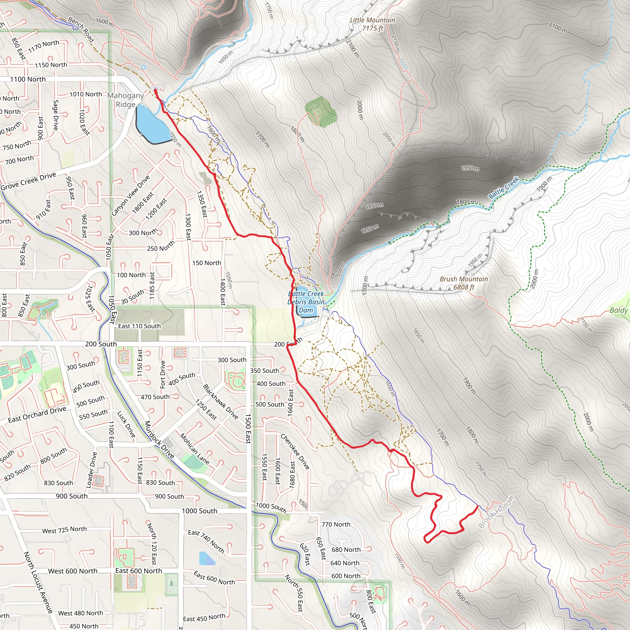 Battle Creek and Bonneville Shoreline Trail mobile static map