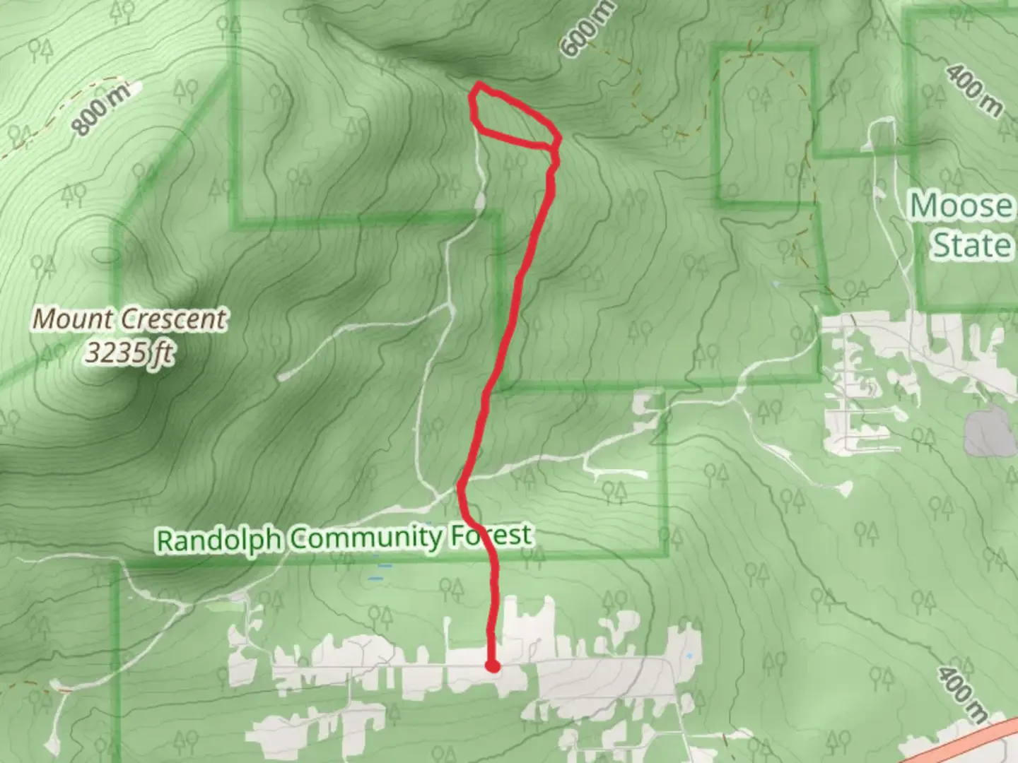 An image depicting the trail Ice Gulch Path and Moose Brook and its surrounding area.