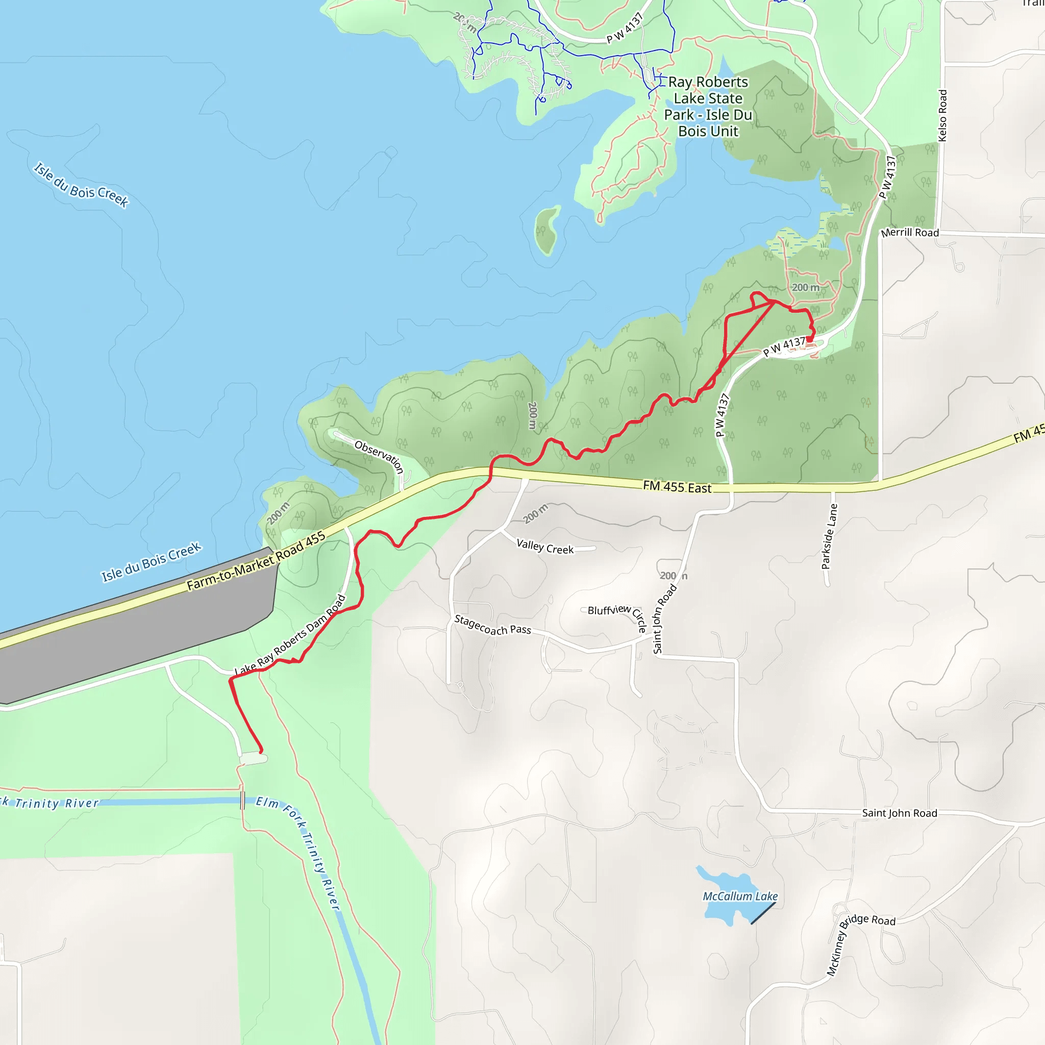 Wagon Wheel Crossing Trail and Elm Fork Trail mobile static map