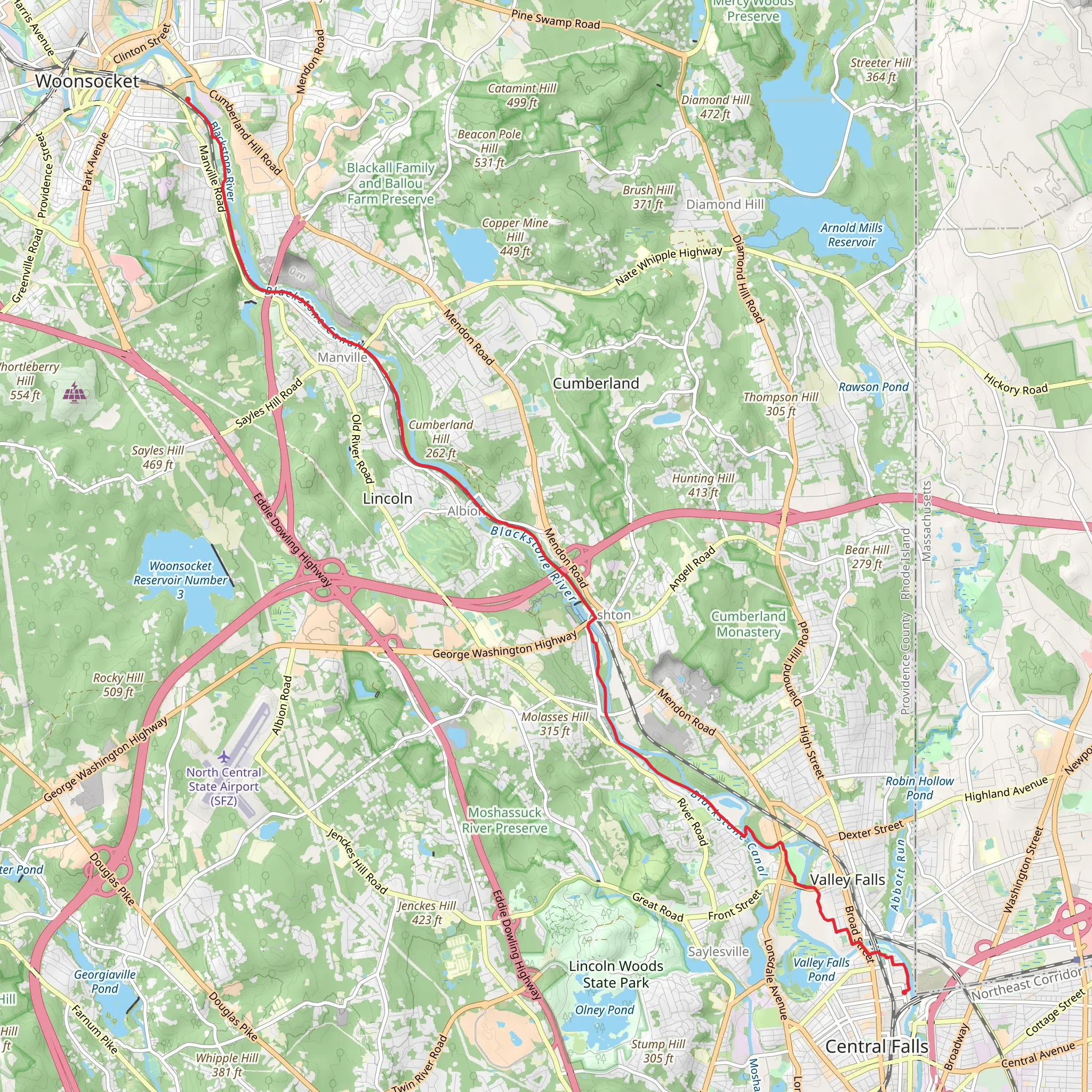 Blackstone River Way mobile static map