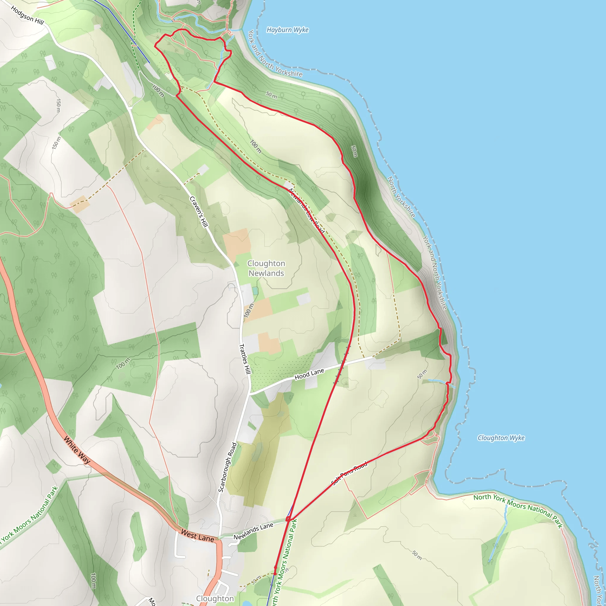 Cloughton and Hayburn Wyke Walk mobile static map