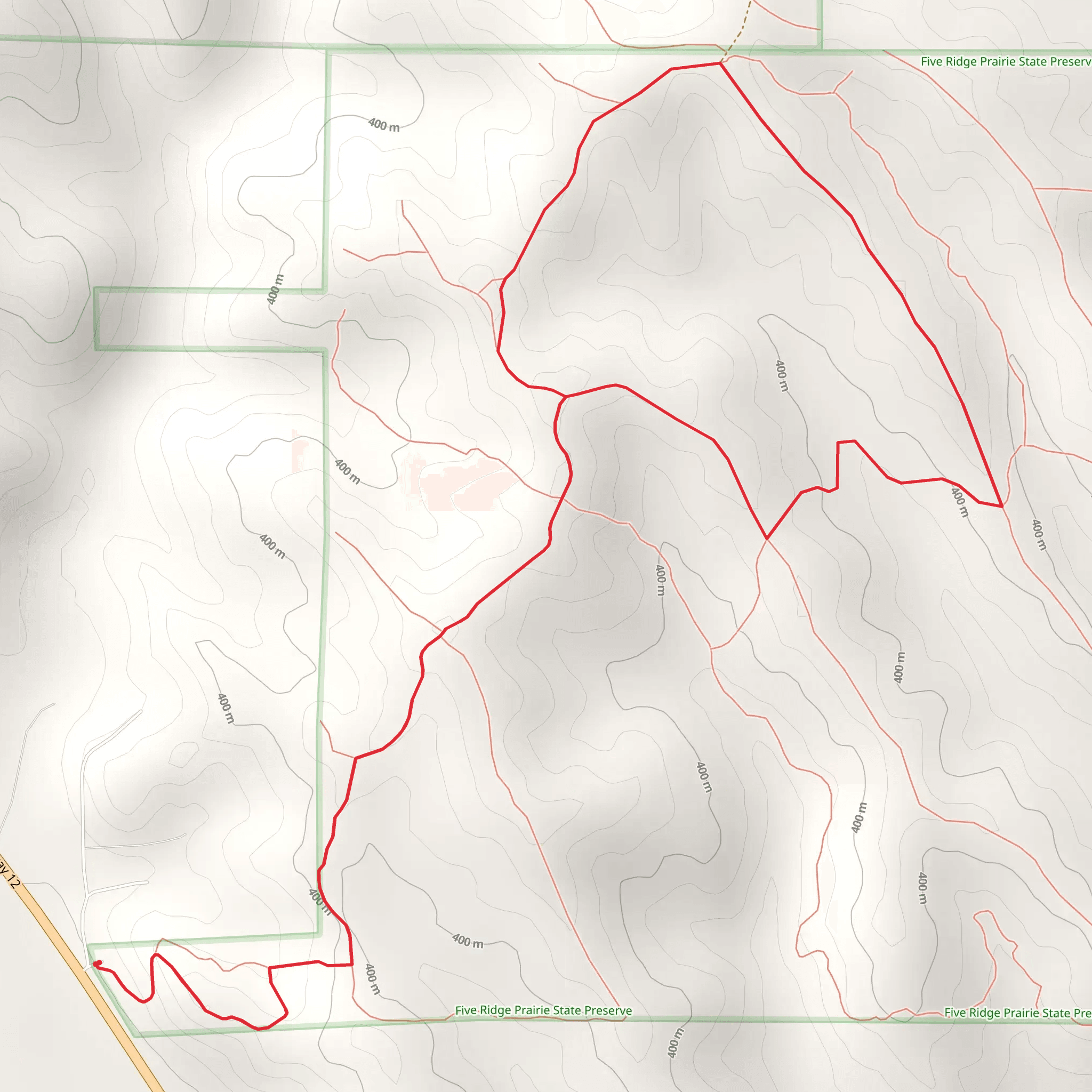 Five Ridge Prairie State Preserve Loop mobile static map