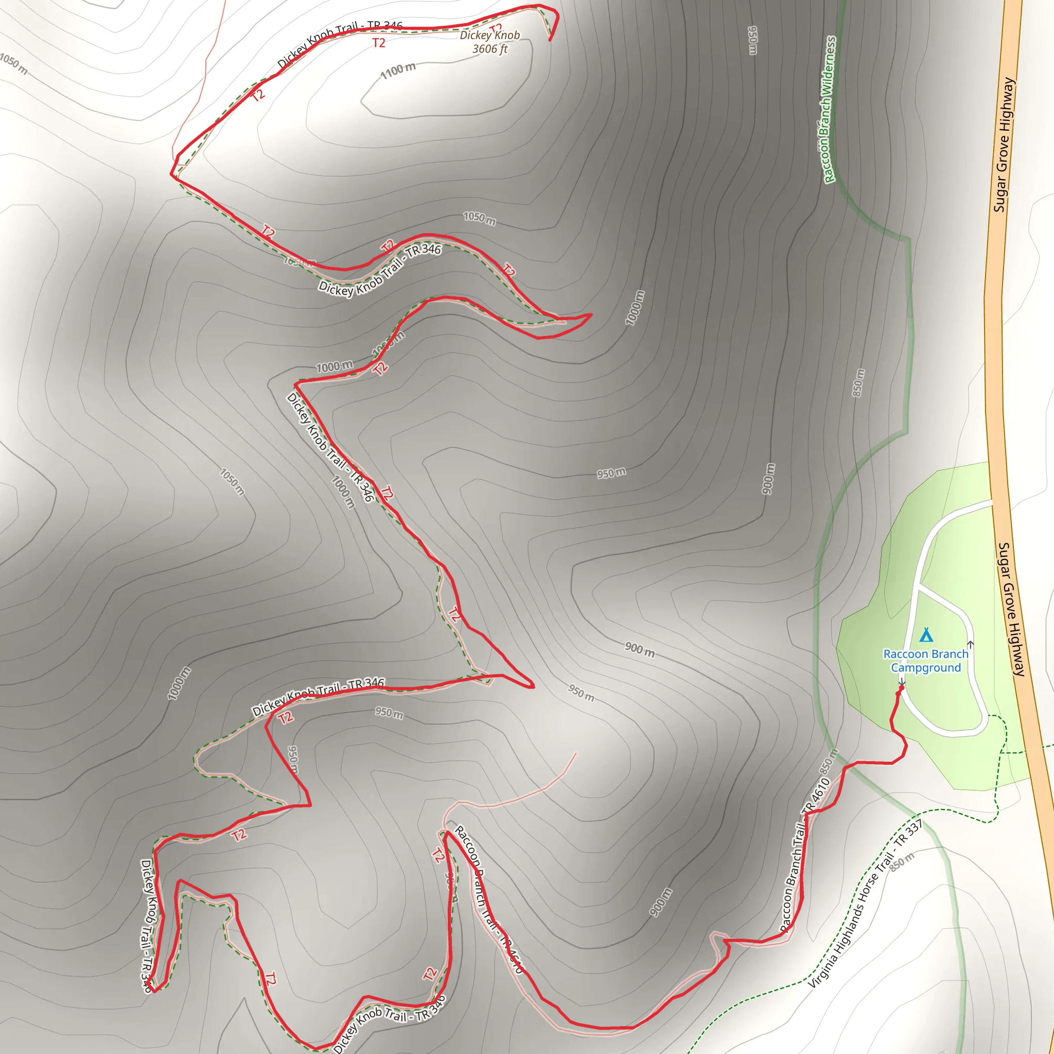 Dickey Knob Trail mobile static map