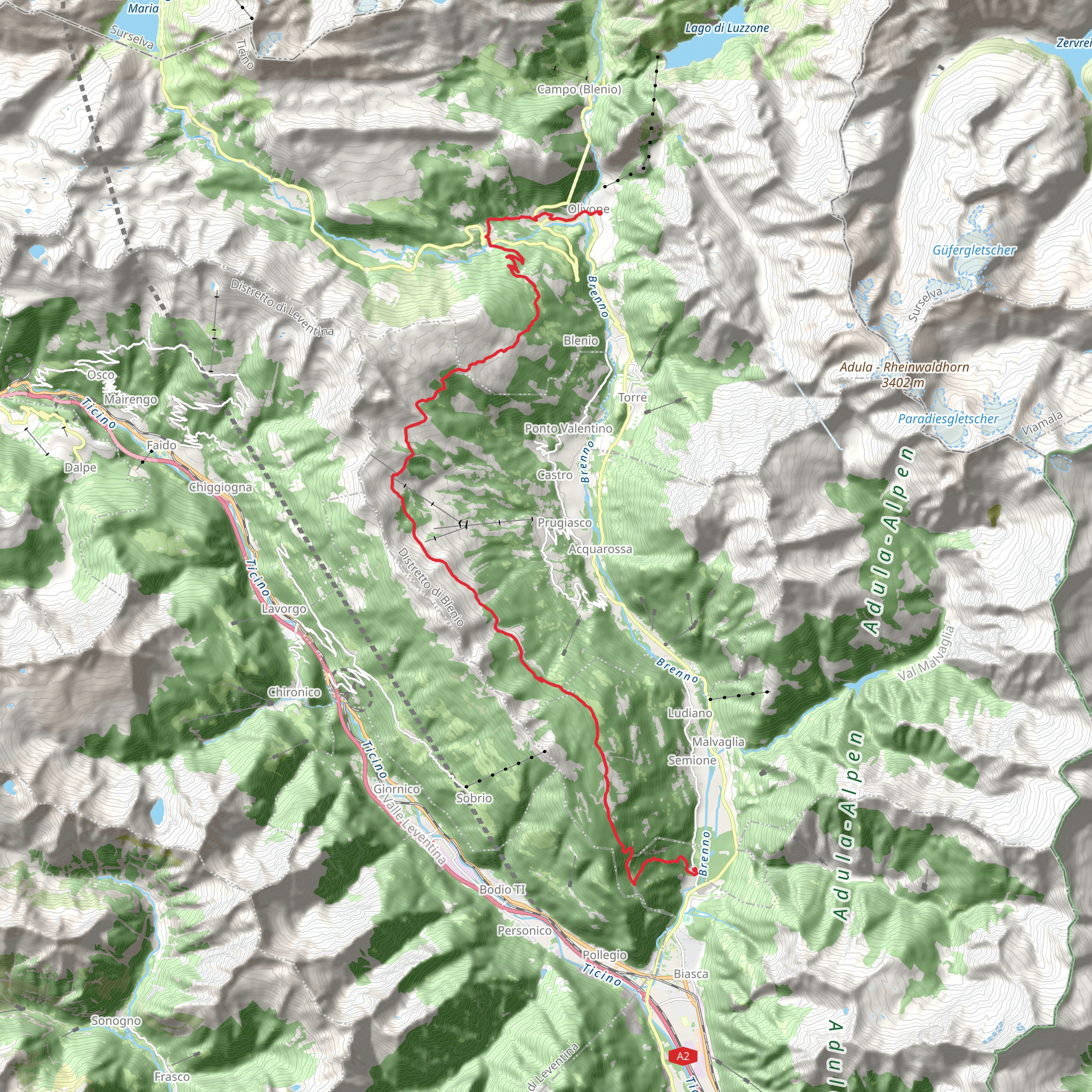 Blenio Valley from Biasca mobile static map