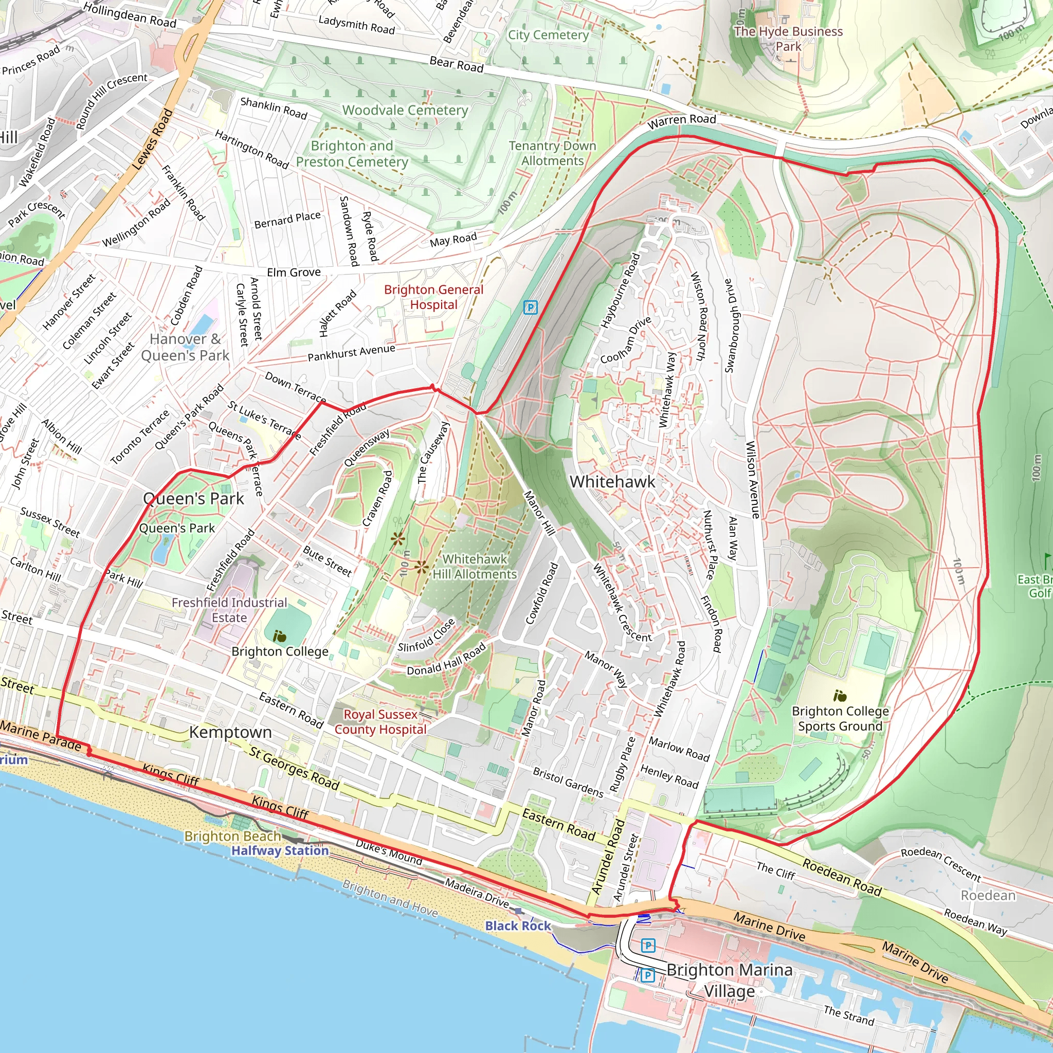 Race Hill Nature Reserve and England Coast Path Loop mobile static map