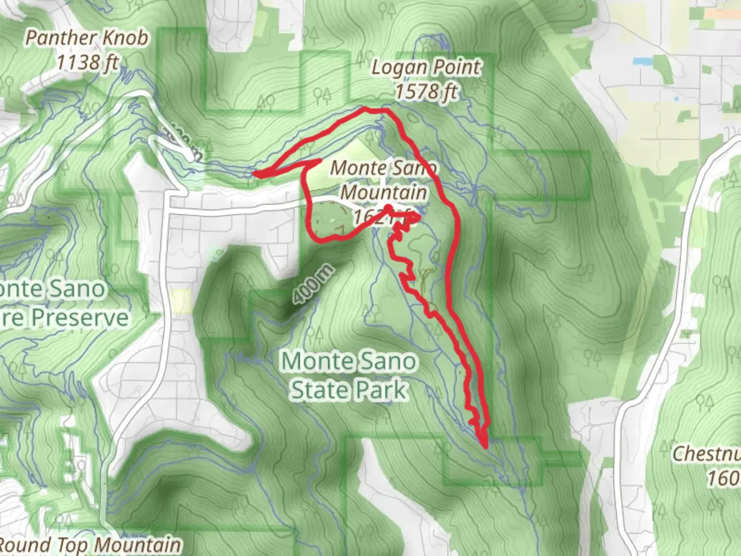 An image depicting the trail Mountain Mist Trail and North Plateau Loop and its surrounding area.