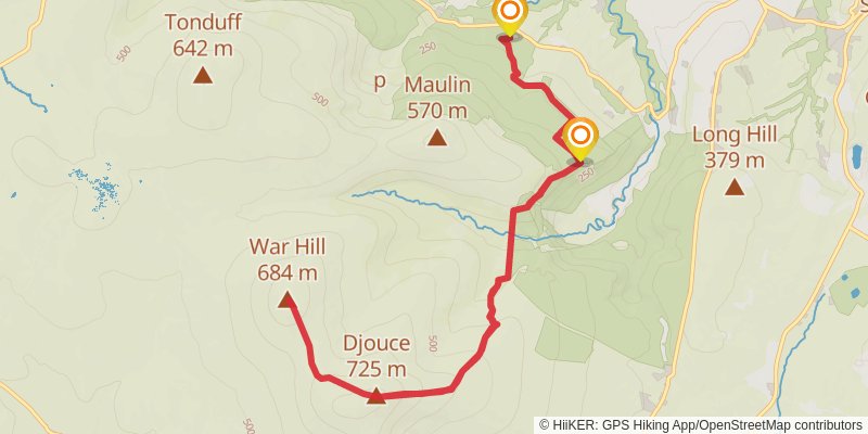 Crone Woods to Djouce Mountain and War Hill stage 2 Map