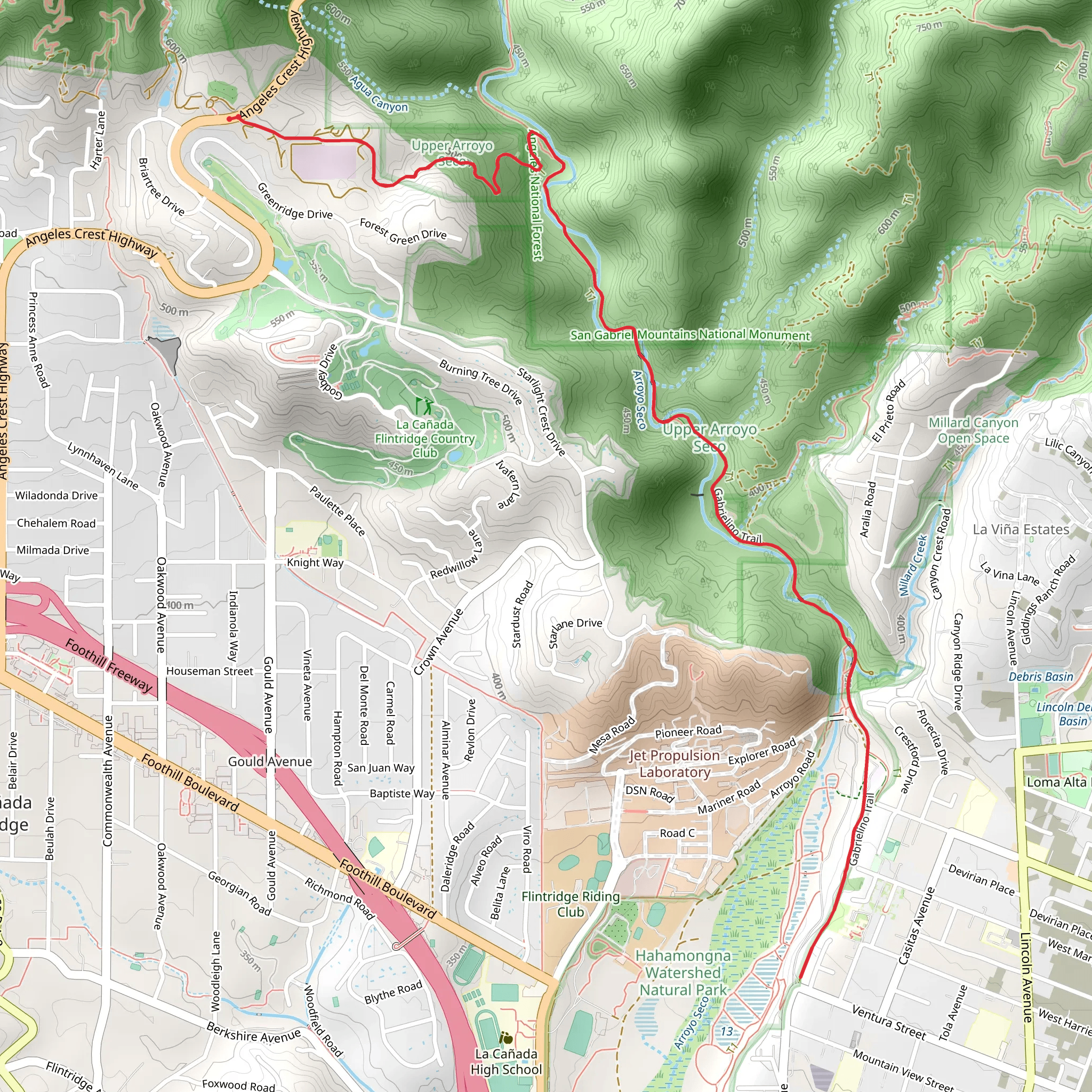 Attoyo Seco - Gabrielino Trail mobile static map