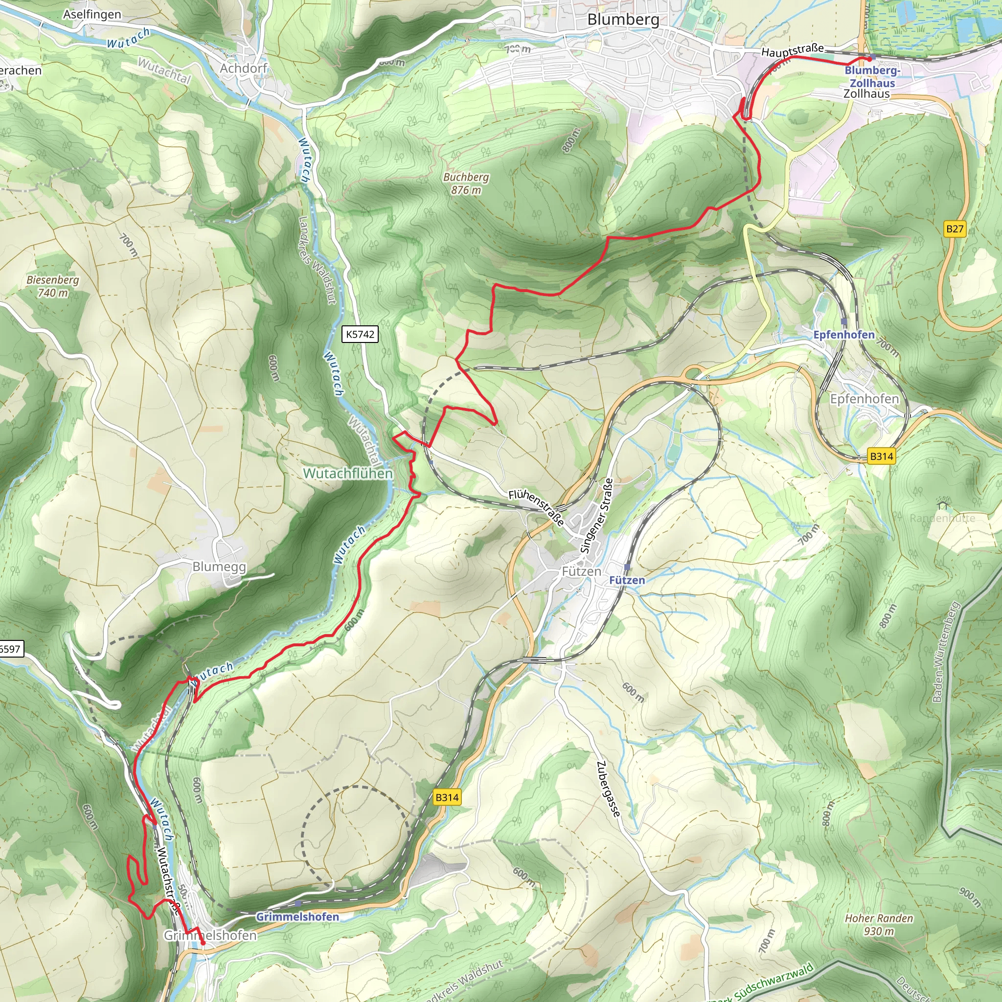 Zollhaus to Grimmelshofen Walk via Buhl mobile static map