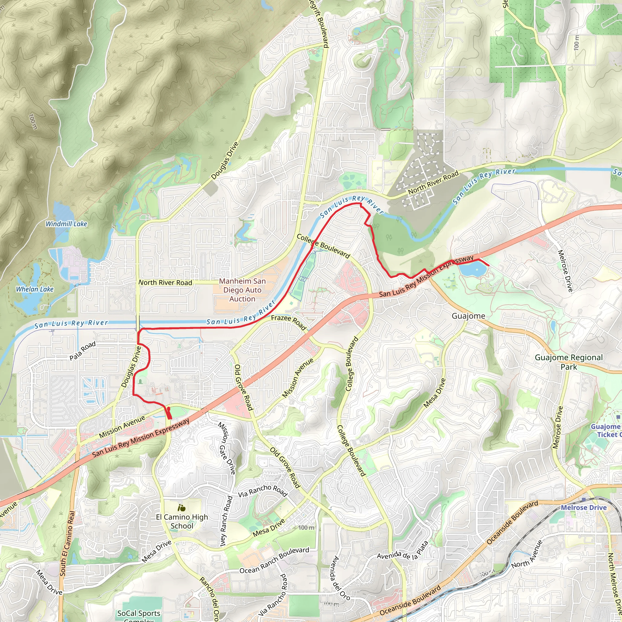 San Luis Rey Path from Ivey Ranch Park mobile static map