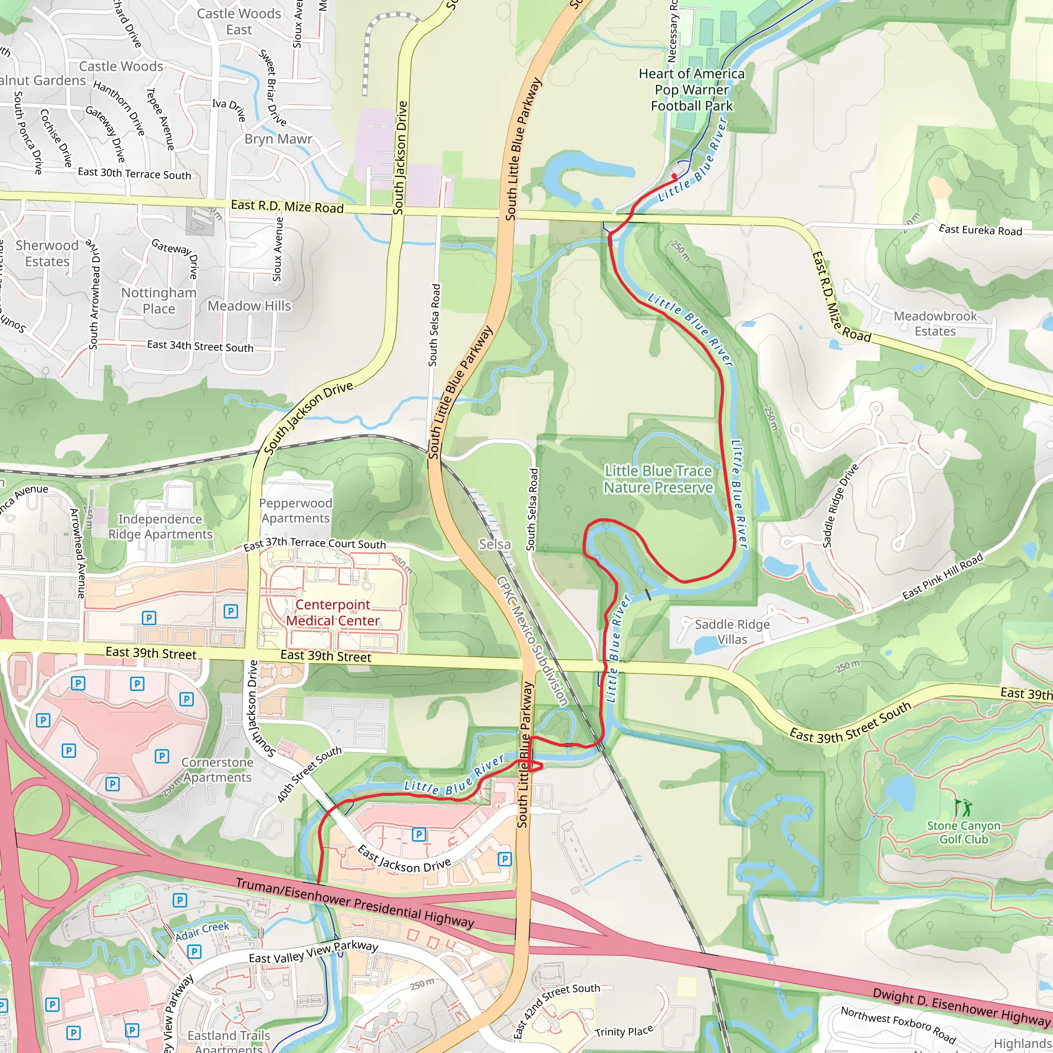 Little Blue Trace Trail - Necessary Road mobile static map