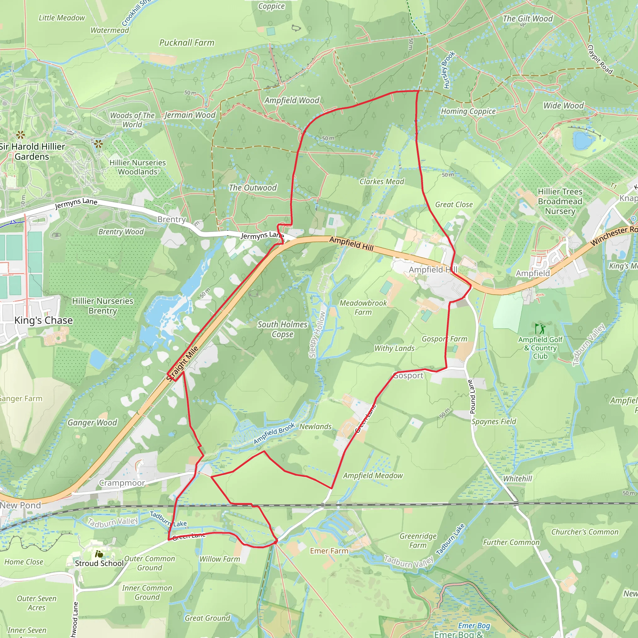 Crampmoor to Amfield Circular Walk mobile static map