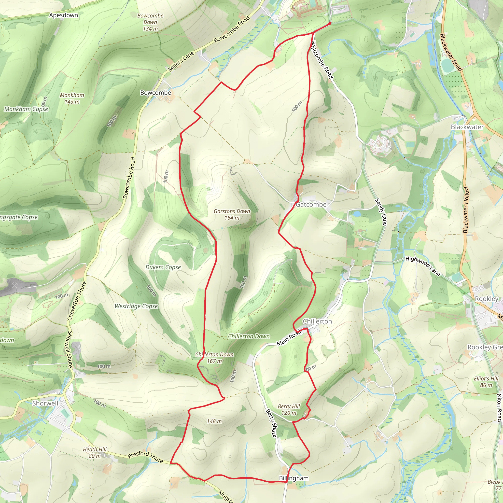 Gatcombe and Shorwell from Carisbrooke - IOW mobile static map