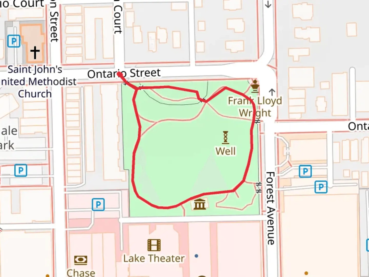 An image depicting the trail Austin Gardens Park Loop and its surrounding area.