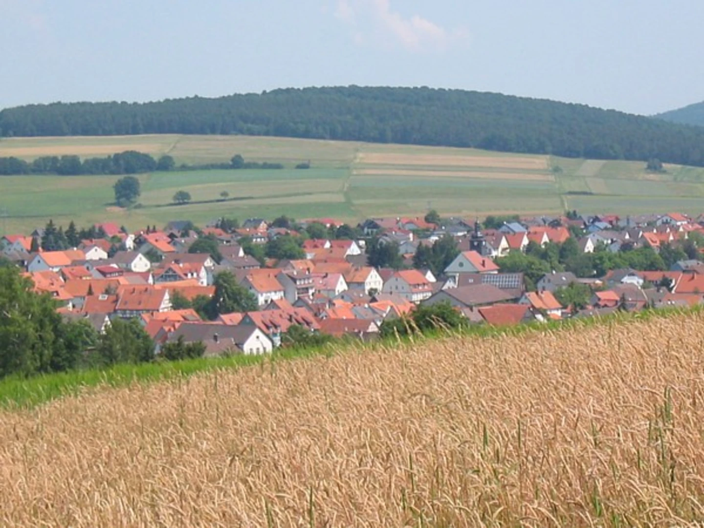 An image depicting the trail Landschaftspark Wartenberger Feldmark Loop from Wartenberg and its surrounding area.