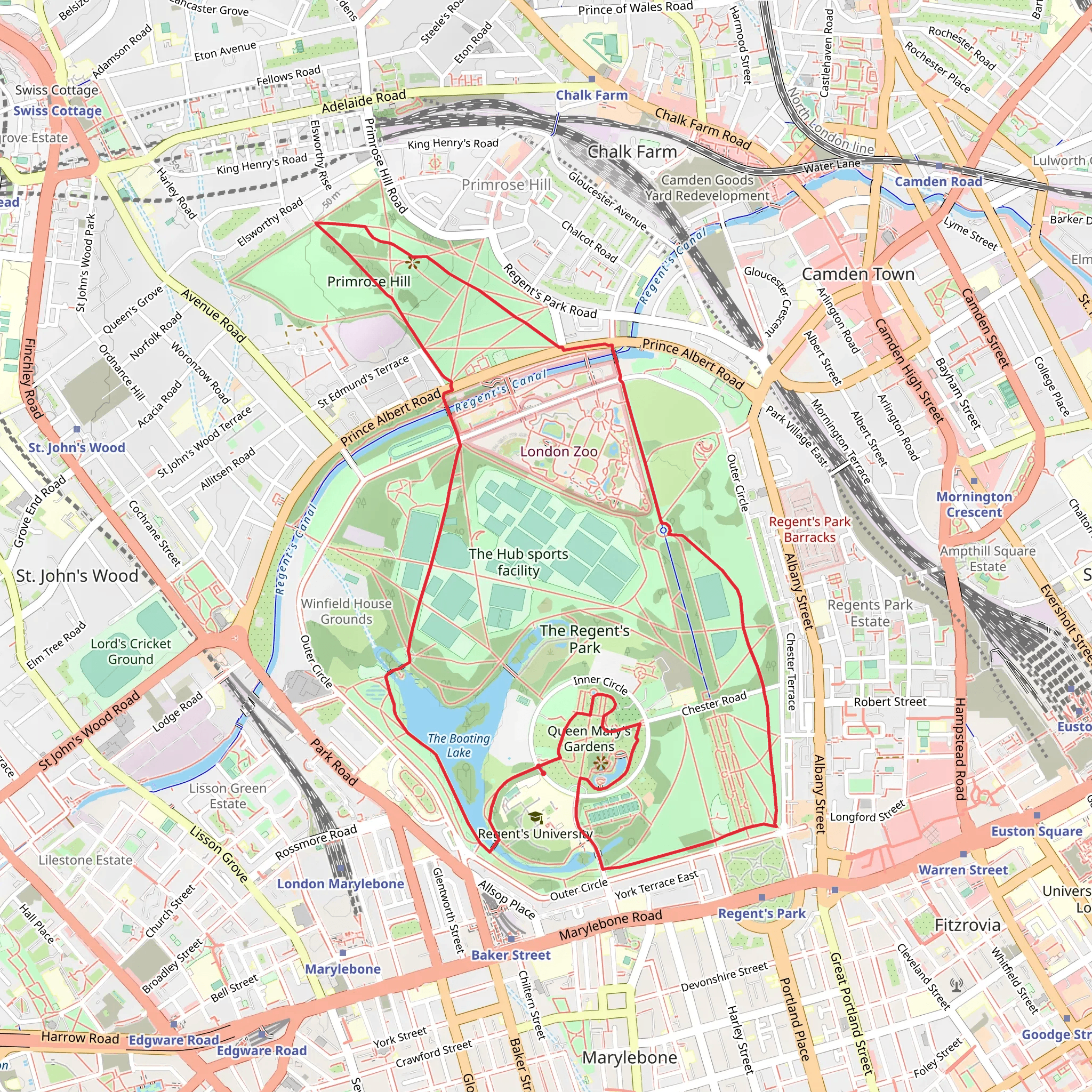 The Regent's Park and Primrose Hill Loop mobile static map