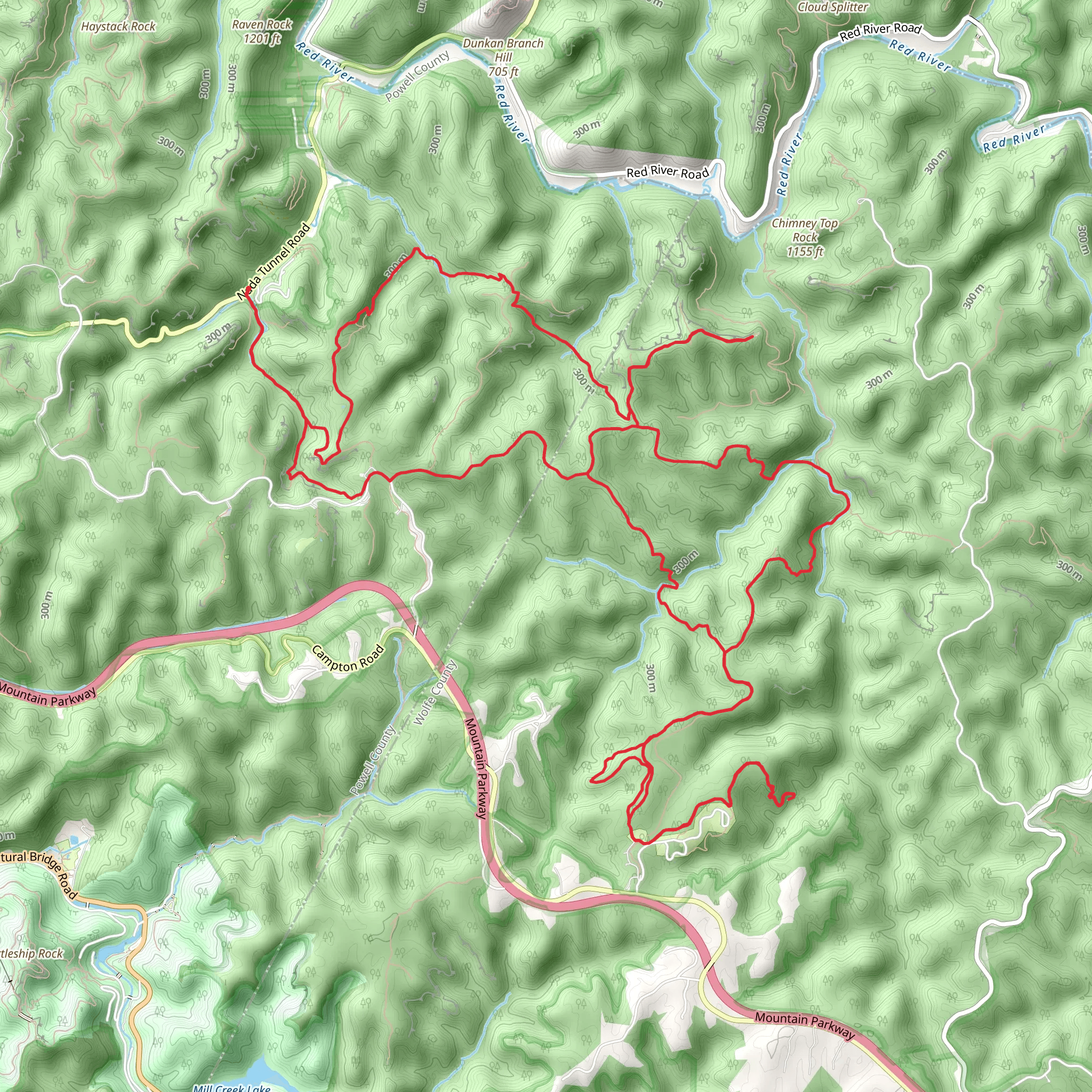 Rough, Hanson Point, Hidden Arch and Silvermine Arch Loop Trail mobile static map