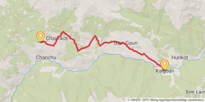 Great Himalayan Trail stage 76 Map