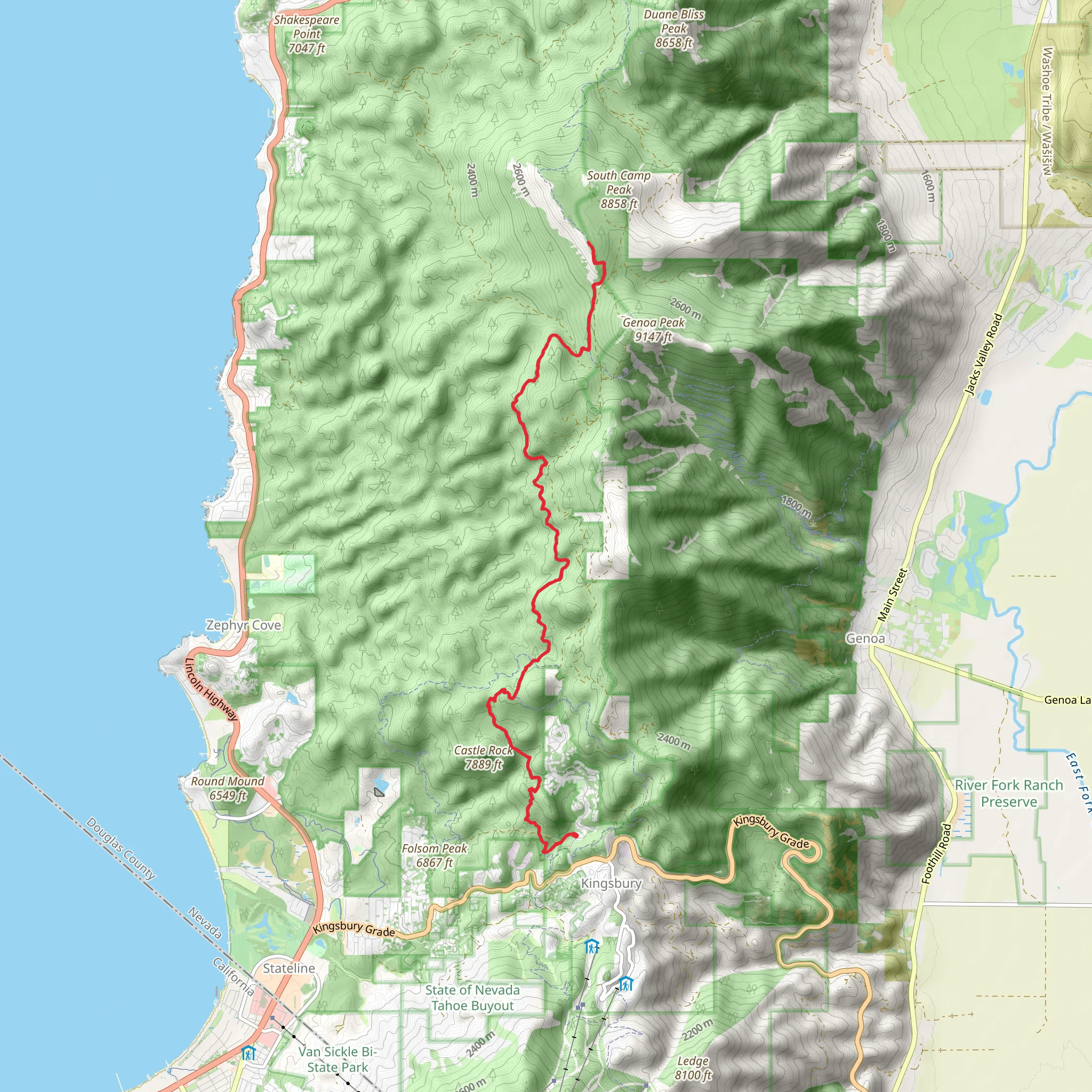 Tahoe Rim Trail from North Benjamin Drive mobile static map