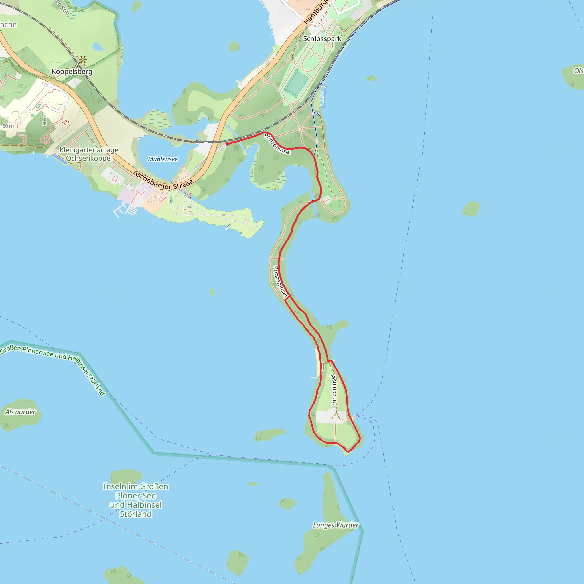 Prinzeninsel and Ploener Planetenpfad Loop mobile static map