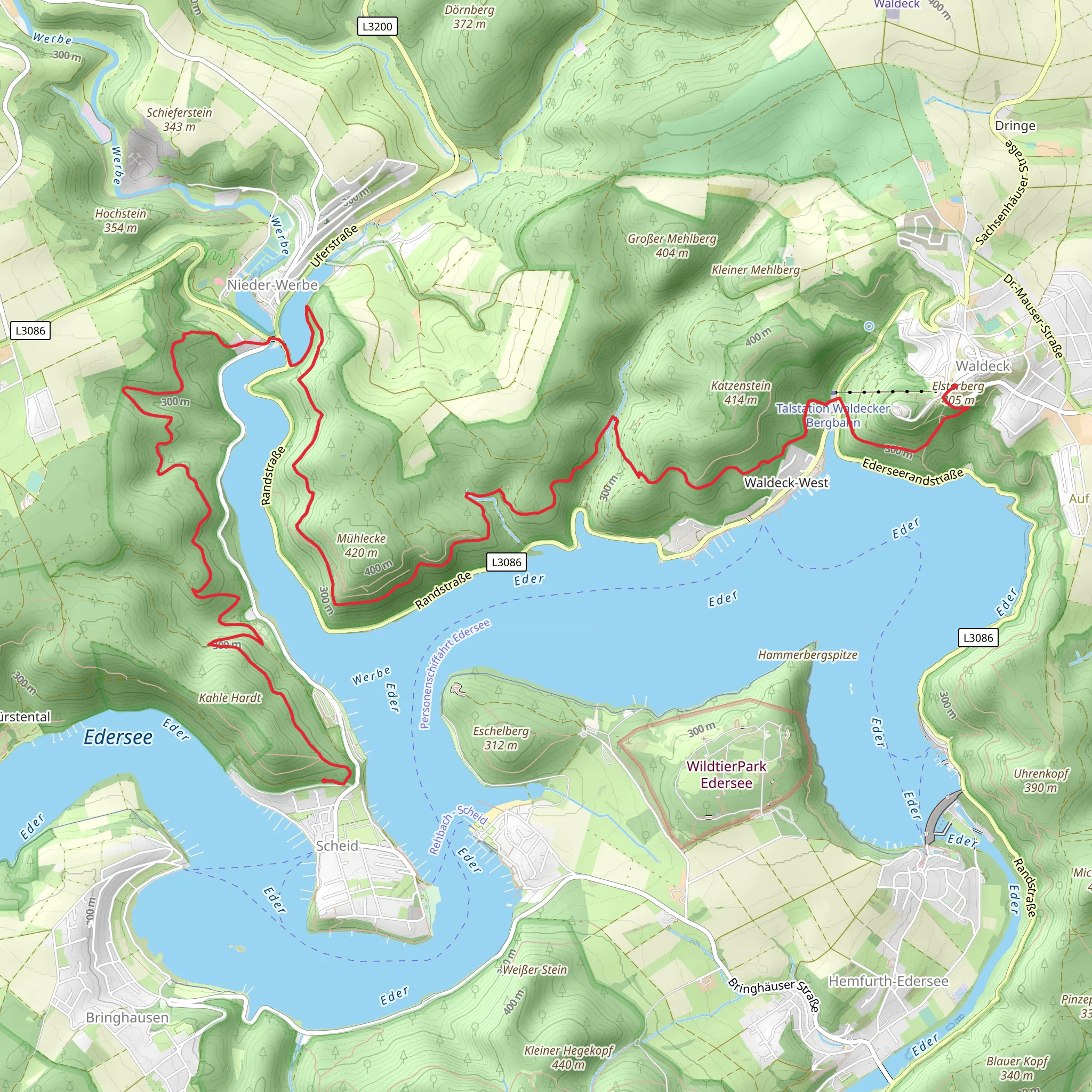 Scheid to Waldeck Walk via Edersee mobile static map
