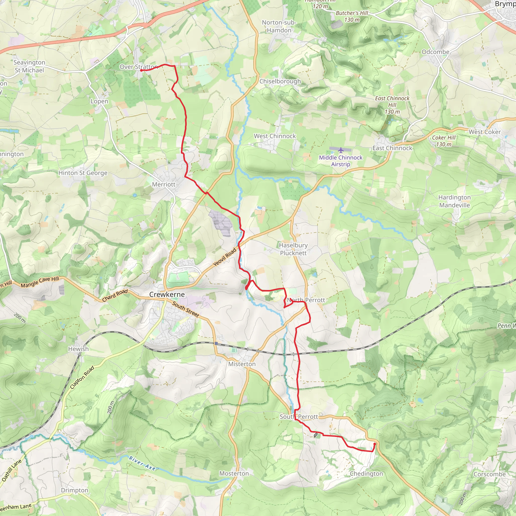 Winyard's Gap to Over Stratton Walk mobile static map