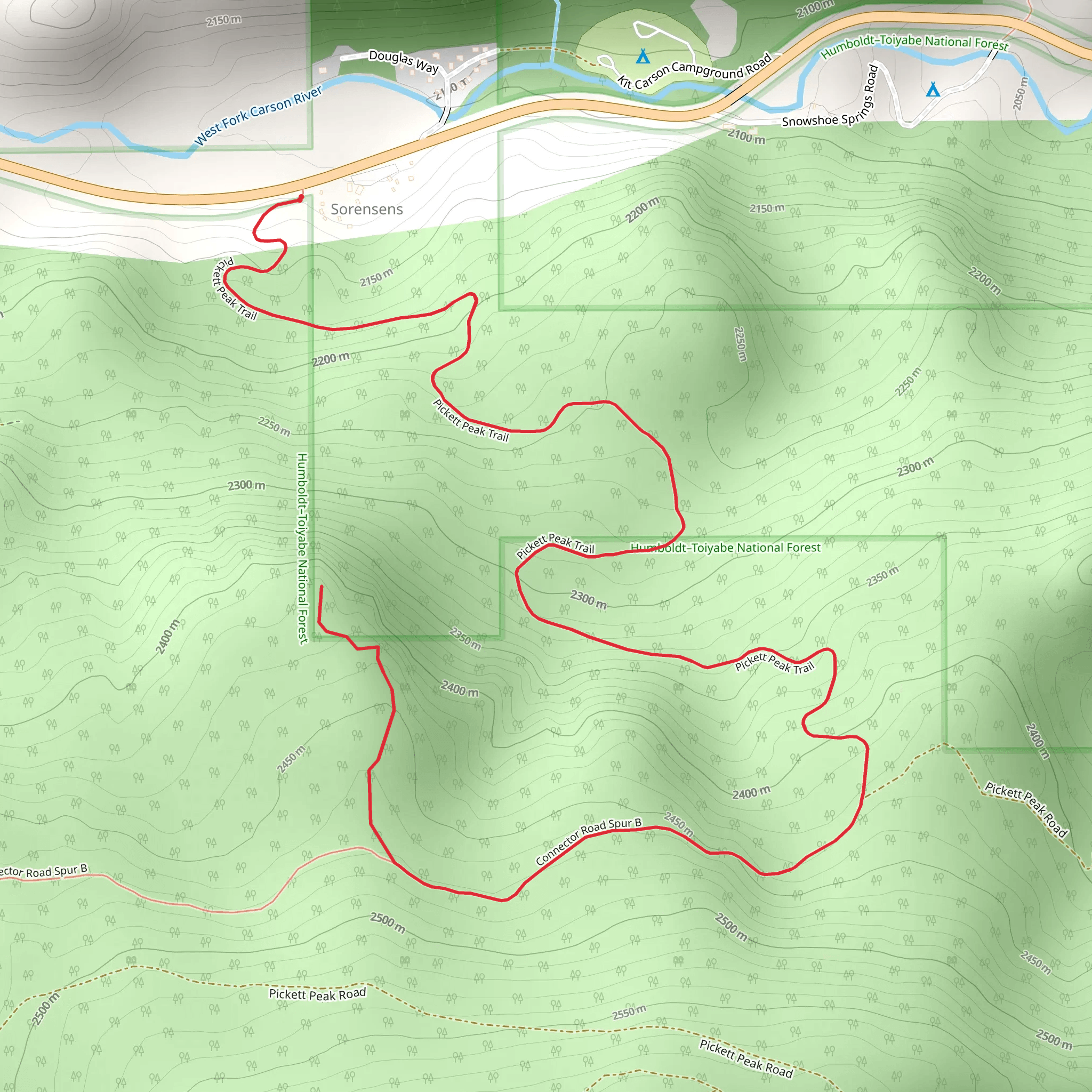 Pickett Peak Trail mobile static map
